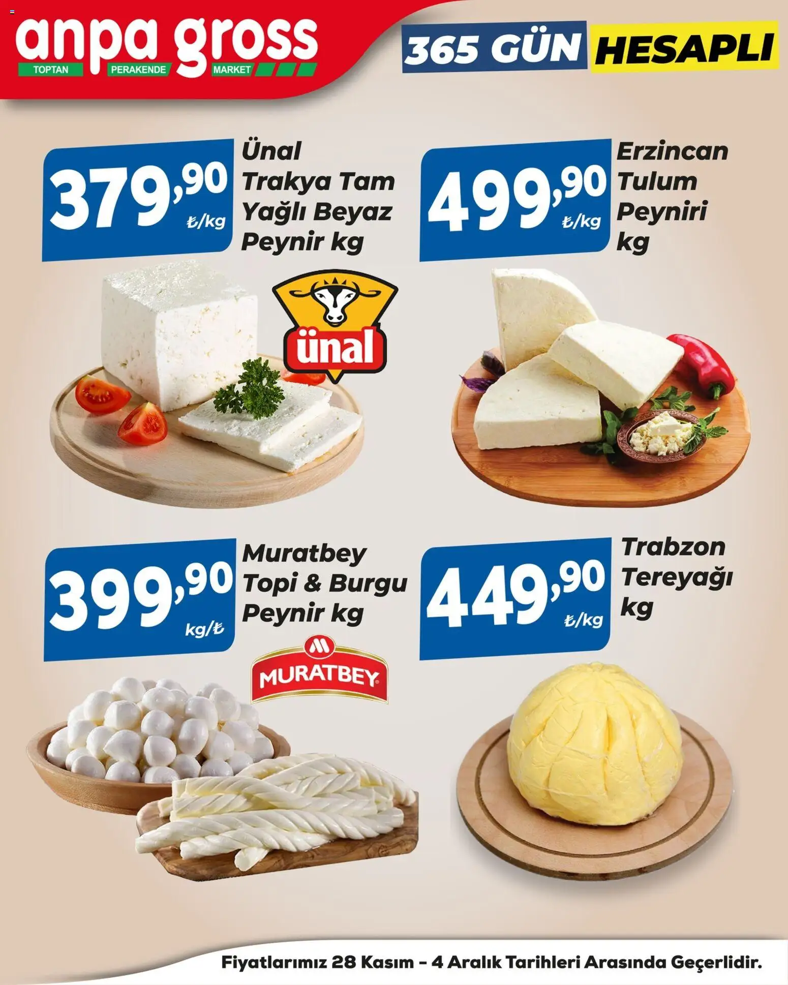 Anpa Gross Katalog - 28.11.2025 tarihinden itibaren geçerlidir | Sayfa: 1 | Ürünler: Tereyağı, Peynir, Tulum