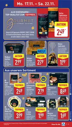 Aldi Prospekt 	 ab 17.11.2025 gültig | Seite: 13 | Produkte: Butter, Creme brulee, Schinken, Kuchen