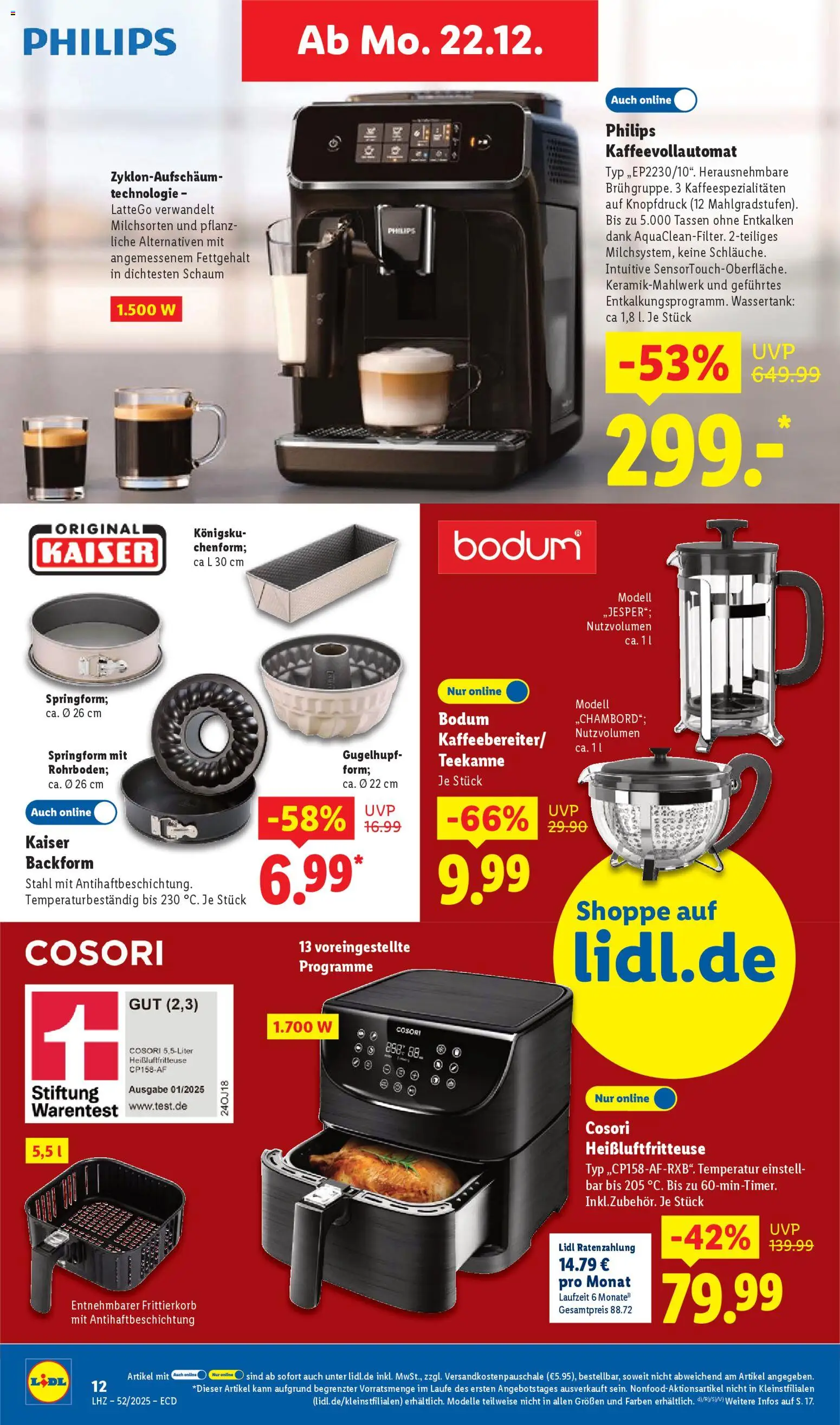 Lidl - Prospekt – gültig ab 22.12.2025 | Seite: 22 | Produkte: Philips, Teekanne, Kaffeevollautomat, Heißluftfritteuse