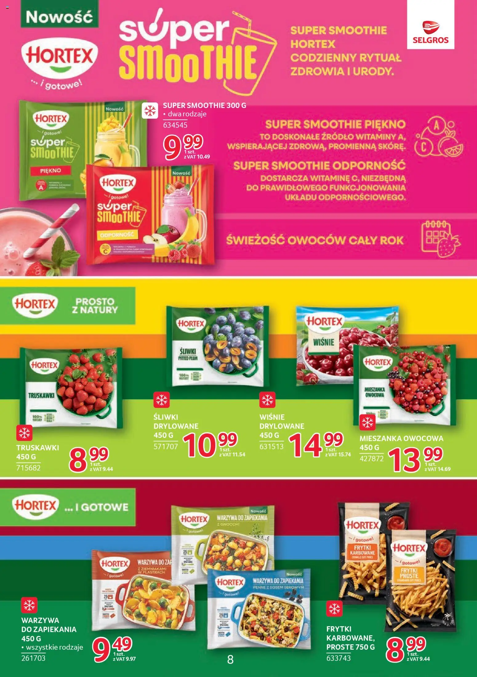 Selgros cash&carry Gazetka - Markowe produkty od 19.02.2026 | Strona: 8 | Produkty: Wiśnie, Wiśnie drylowane, Truskawki, Warzywa