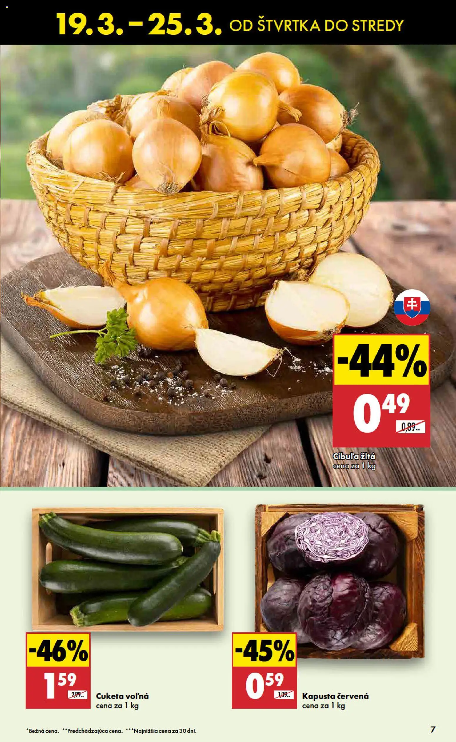 Nové Biedronka akcie – leták je platný od 19.03.2026 | Strana: 7 | Produkty: Kapusta, Kapusta červená, Cibuľa, Cuketa