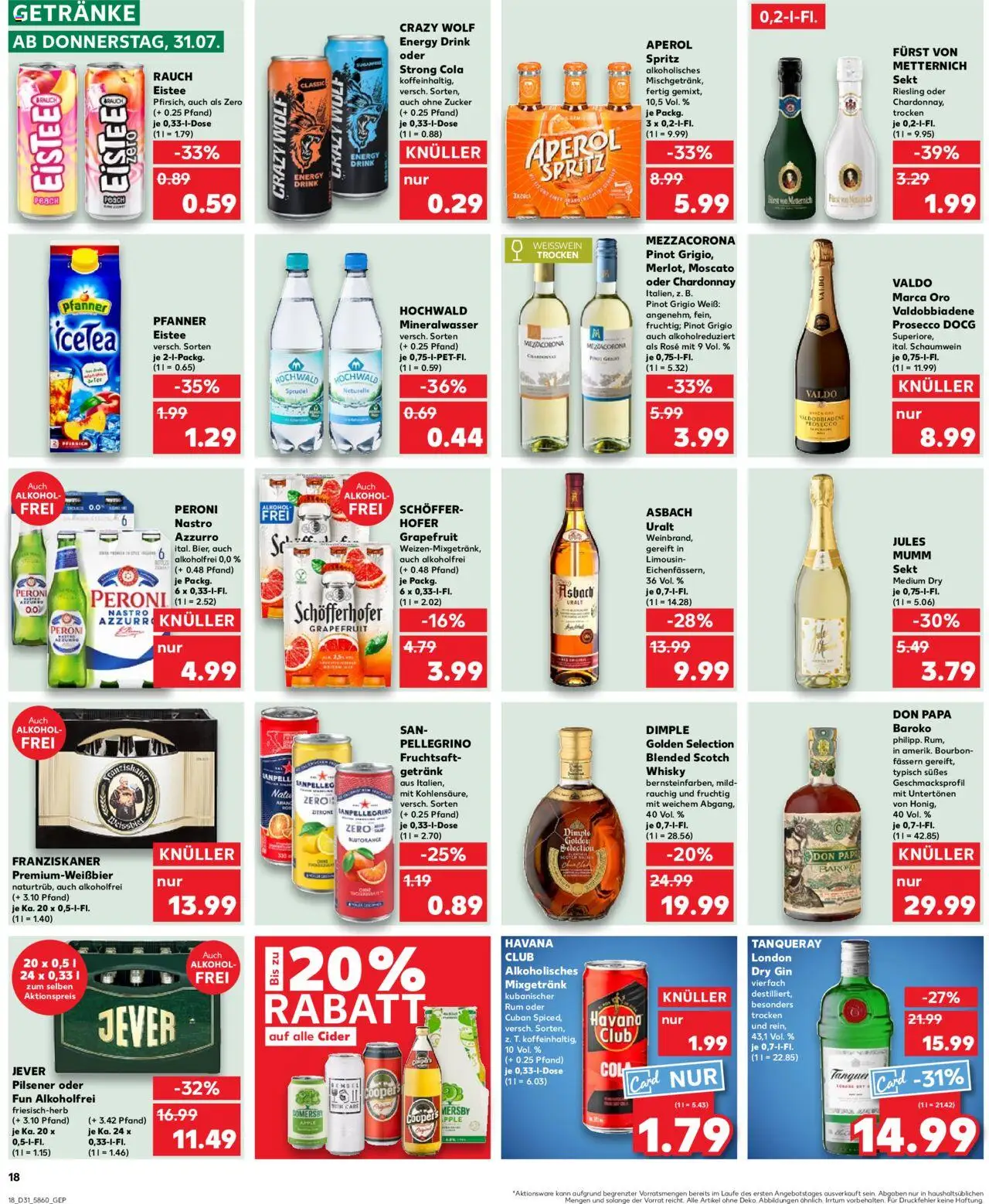 Kaufland prospekt Stuttgart	 - gültig ab dem 31.07.2025 | Seite: 18 | Produkte: Whisky, Franziskaner, Sekt, Grapefruit