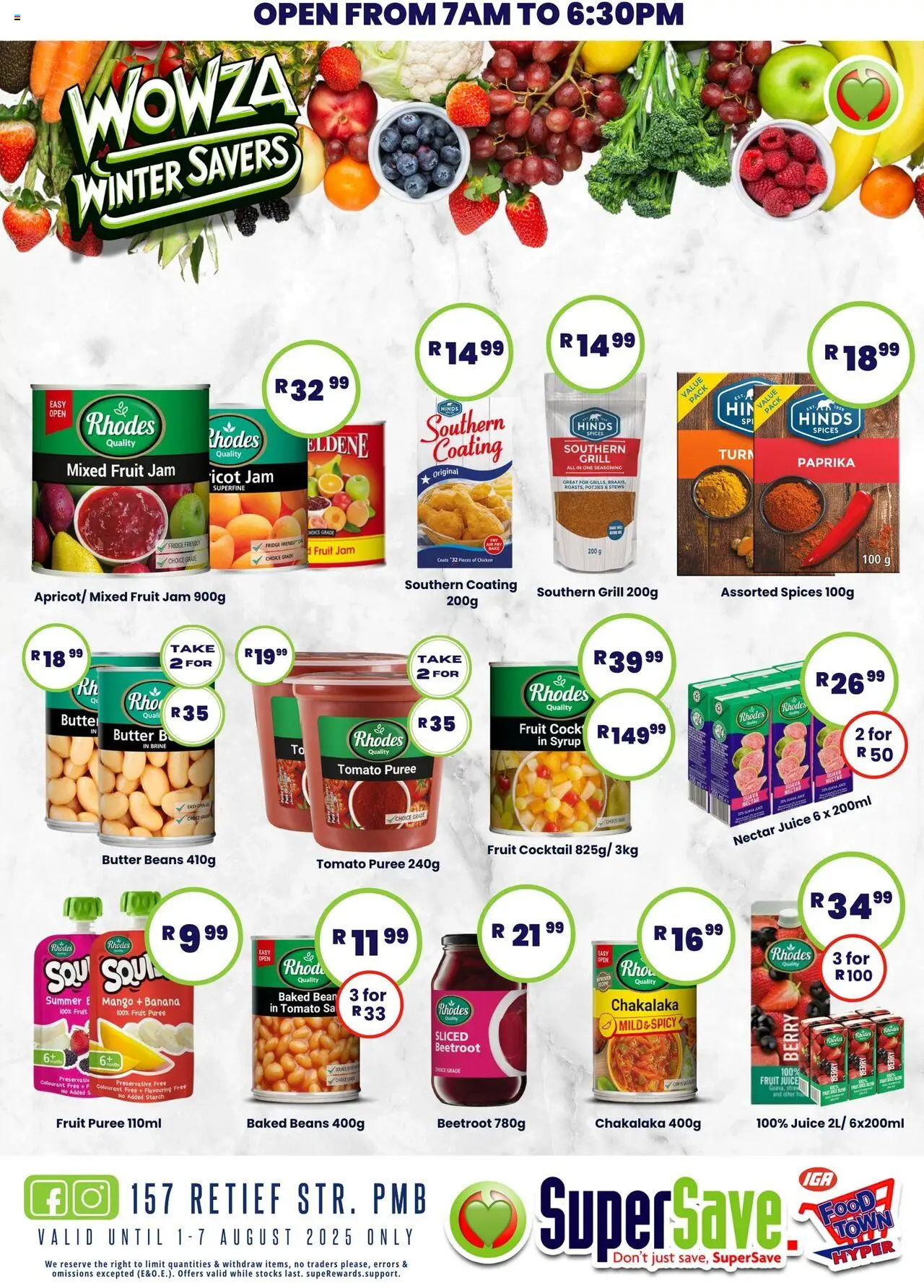 Super Save Specials │ valid from 08.08.2025 | Page: 29 | Products: Baked beans, Butter, Chicken, Syrup