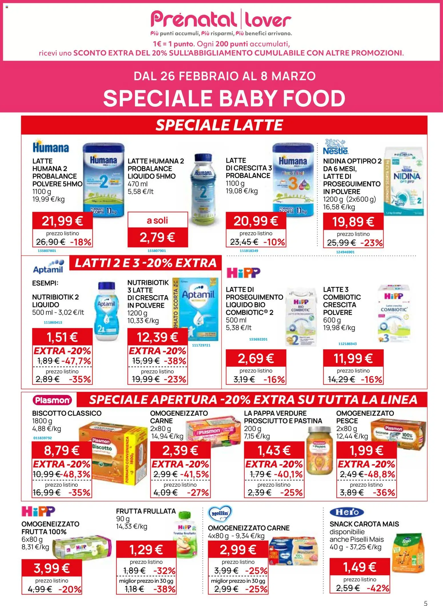 Volantino Prenatal del 26.02.2026 | Pagina: 5 | Prodotti: Pesce, Verdure, Frutta, Latte