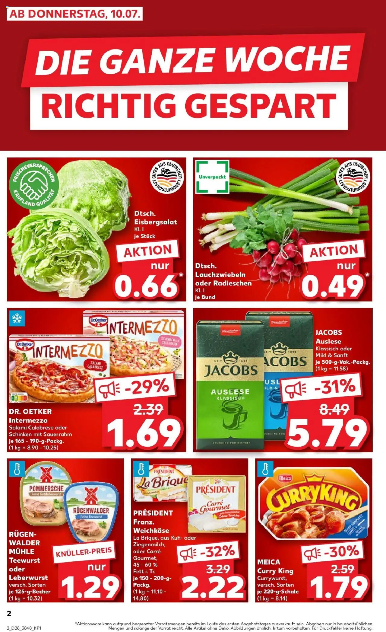 Kaufland prospekt Worms	 - gültig ab dem 09.07.2025 | Seite: 2 | Produkte: Mühle, Eisbergsalat, Schinken, Pizza