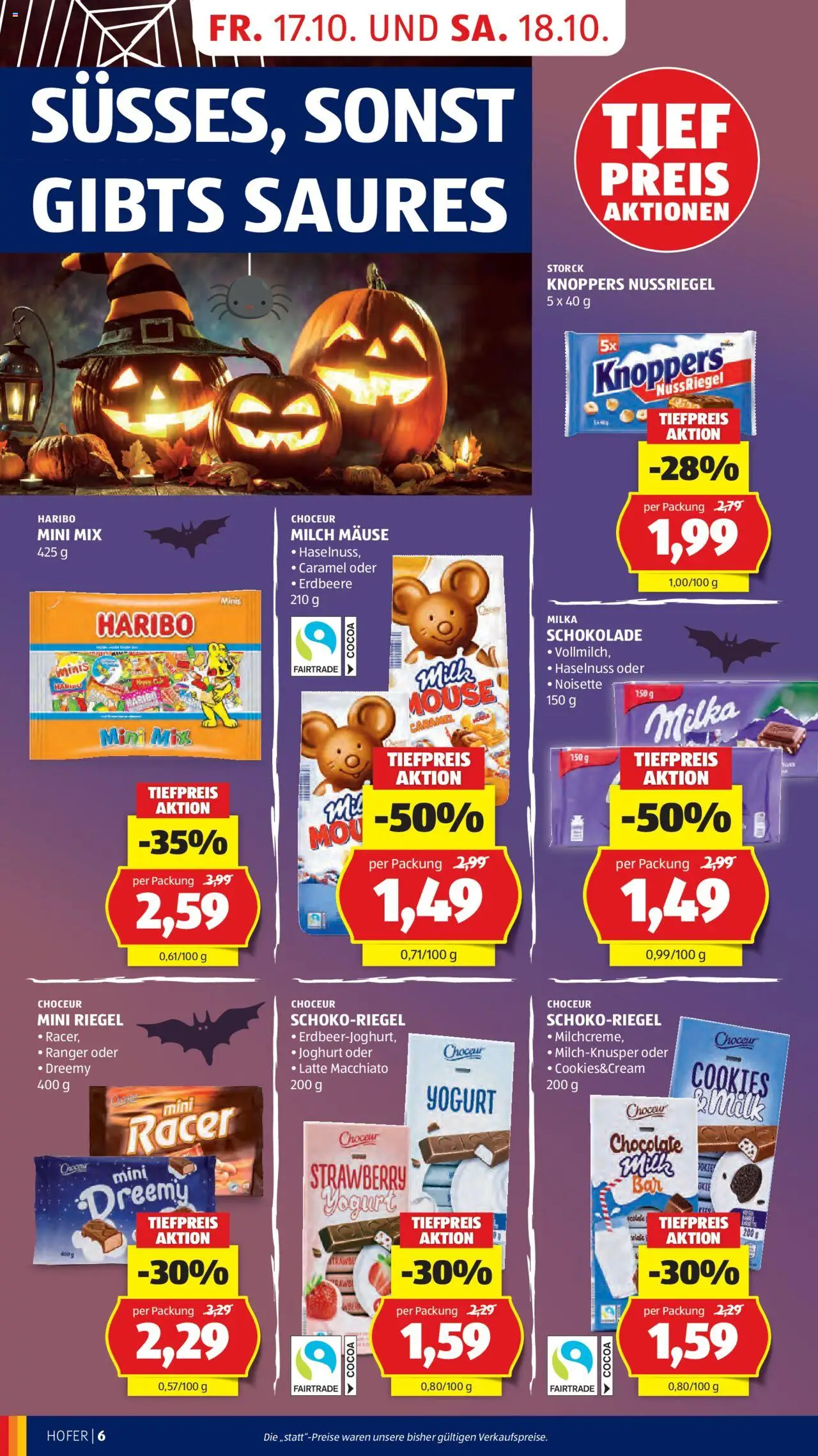 Hofer Flugblatt gültig ab 17.10.2025 | Seite: 8 | Produkte: Milch, Joghurt, Schokolade