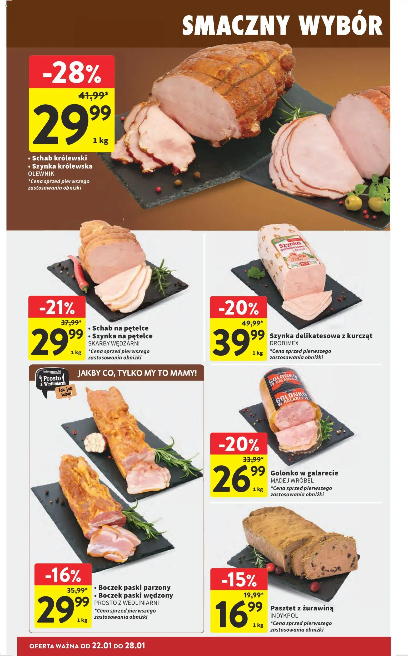 Intermarche Gazetka od 22.01.2026 | Strona: 18 | Produkty: Schab, Szynka, Boczek, Żurawina