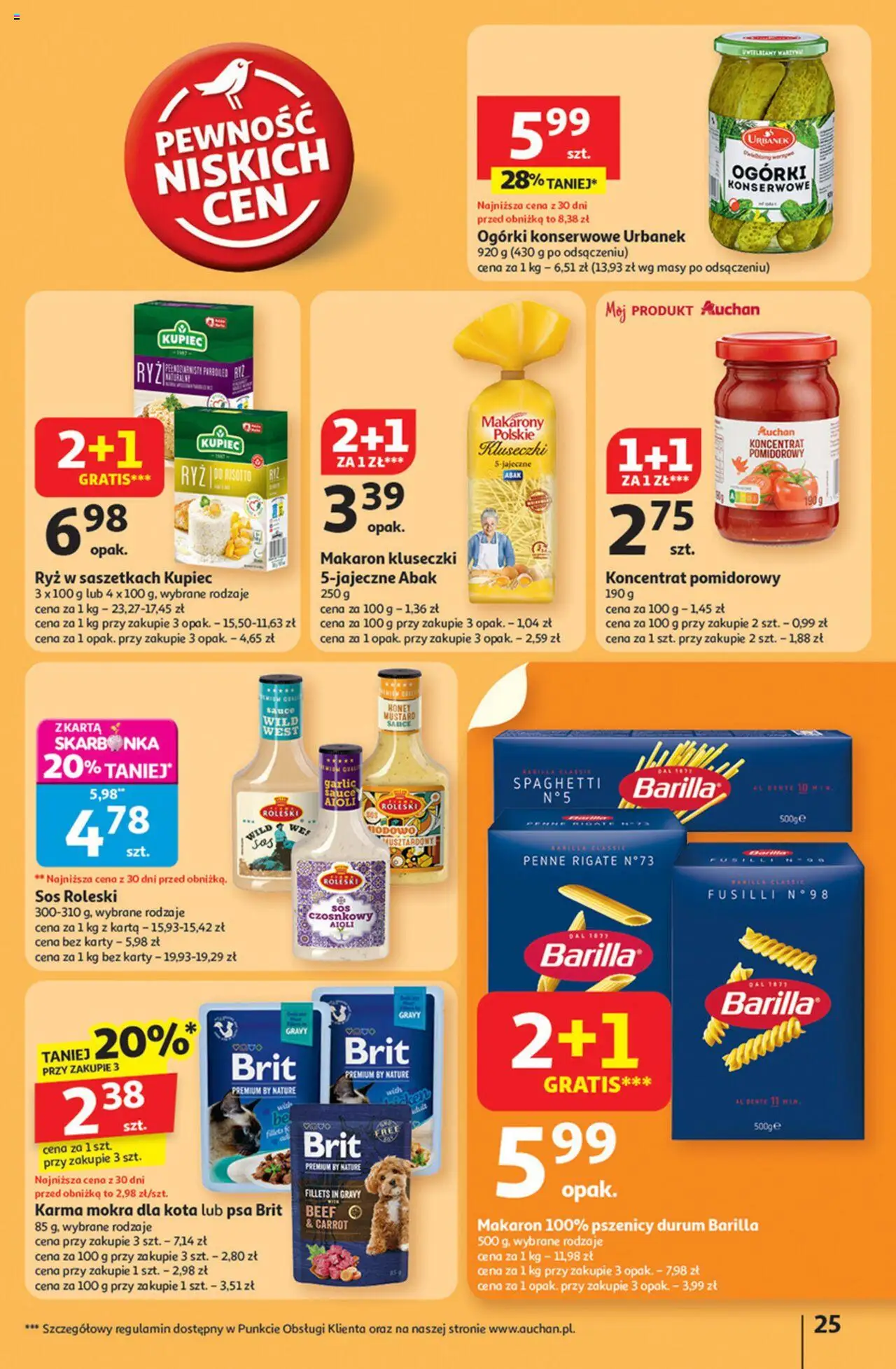 Auchan Gazetka - Pewność niskich cen Hipermarket od 11.09.2025 | Strona: 25 | Produkty: Karta, Koncentrat pomidorowy, Ryż, Makaron