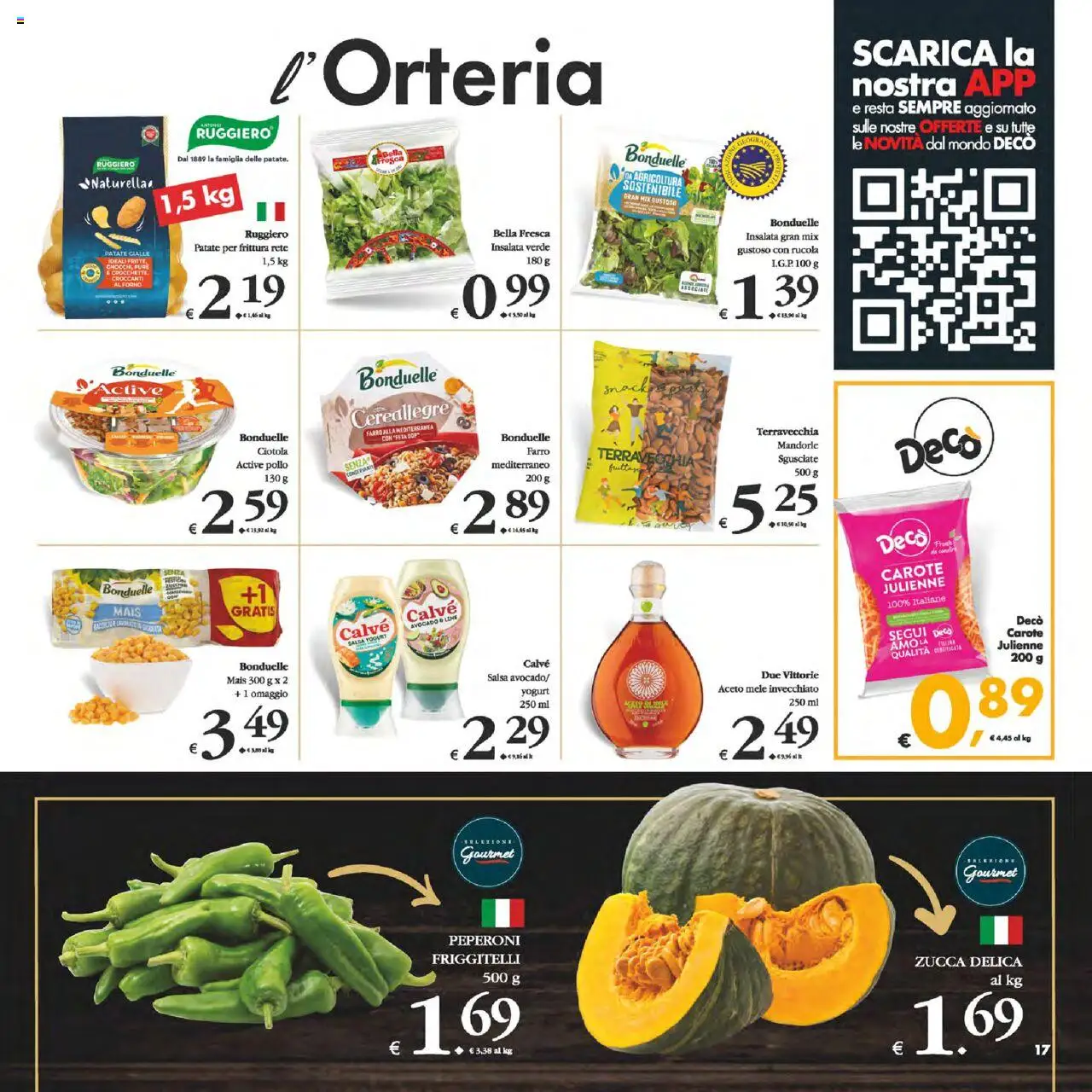 Volantino Decò del 02.09.2025 | Pagina: 17 | Prodotti: Carote, Mais, Gnocchi, Ciotola