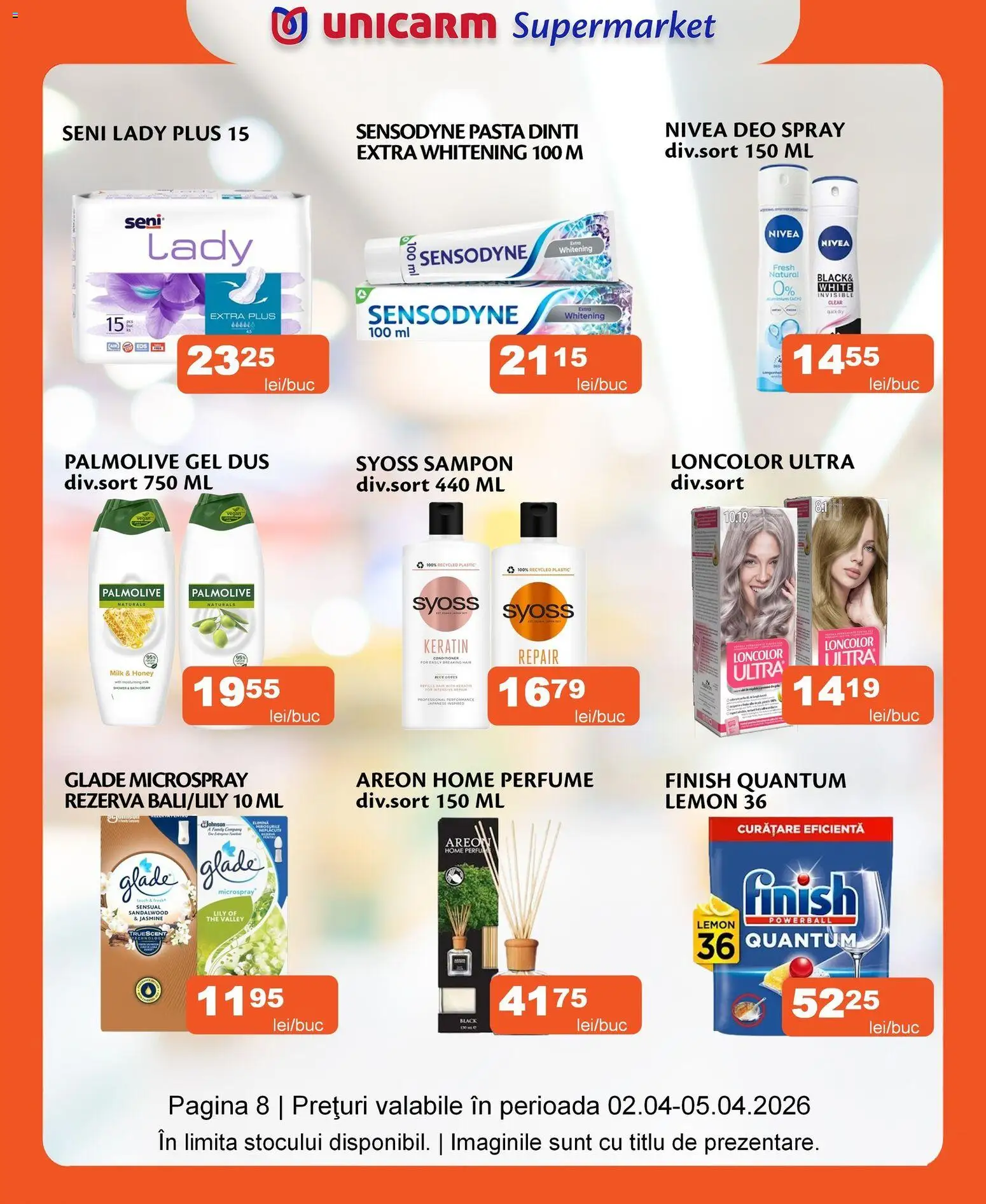 Noul catalog Unicarm – valabil de la 02.04.2026 | Pagină: 8 | Produse: Duș, Șampon