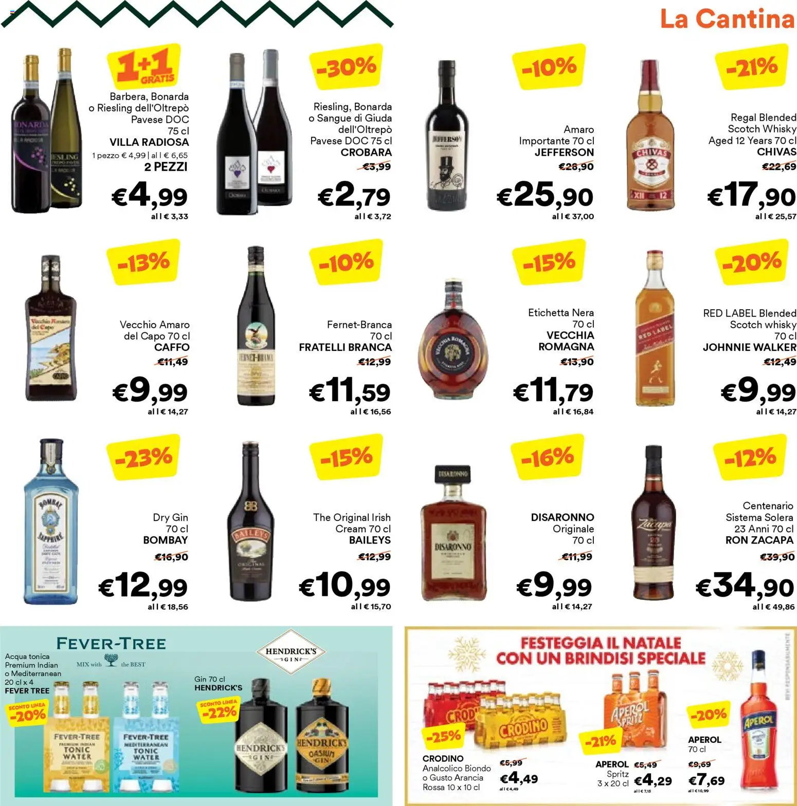 Volantino Unes del 14.12.2025 | Pagina: 21 | Prodotti: Gin, Acqua tonica, Acqua, Arancia