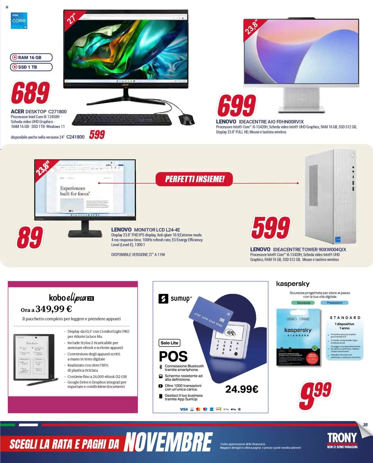 Volantino Trony del 21.08.2025 | Pagina: 35 | Prodotti: Schermo, Monitor, Tastiera, Microfono