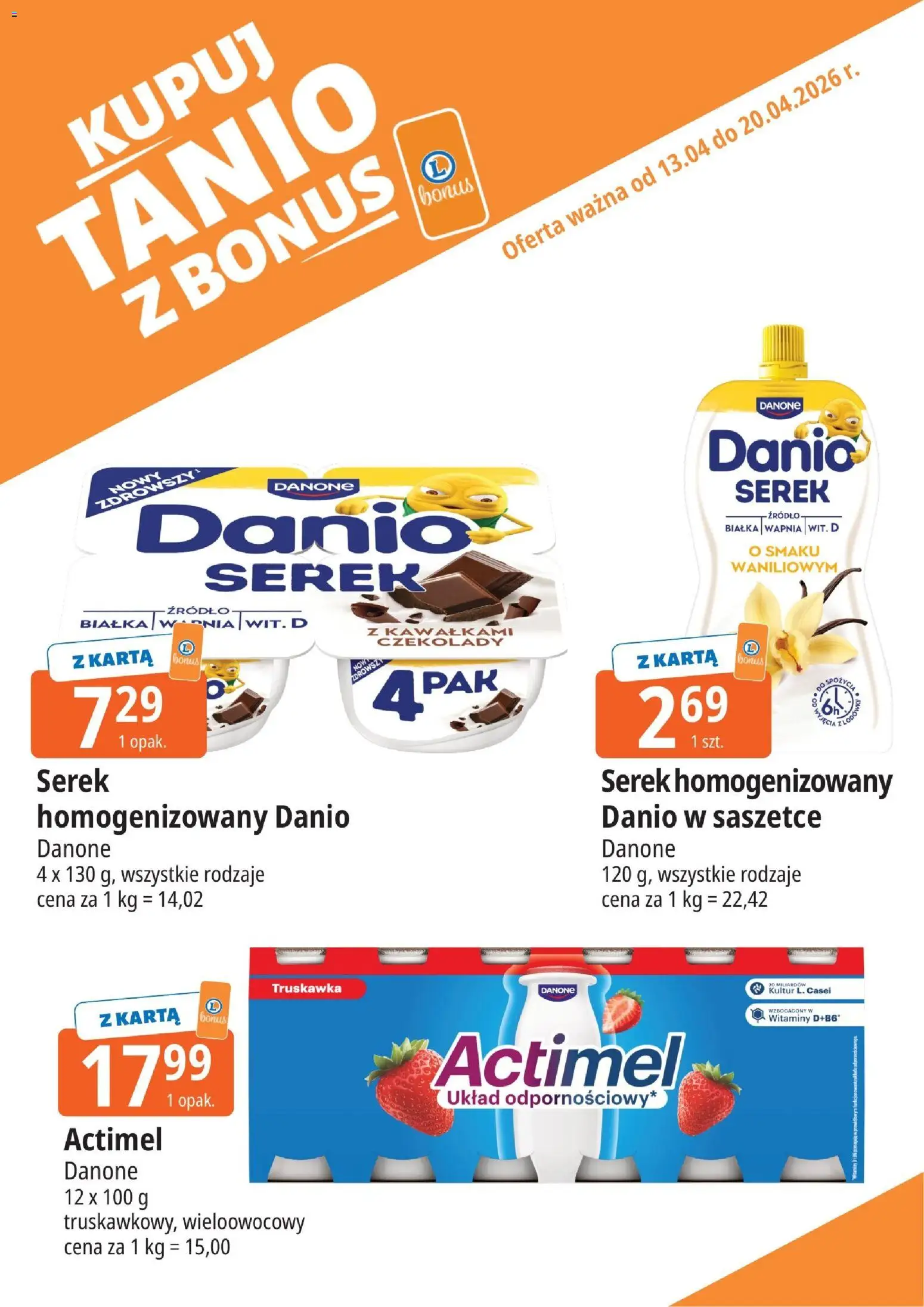 E.Leclerc gazetka - Elbląg kupony dodatkowe od 13.04.2026 | Strona: 2 | Produkty: Karta, Serek homogenizowany, Serek