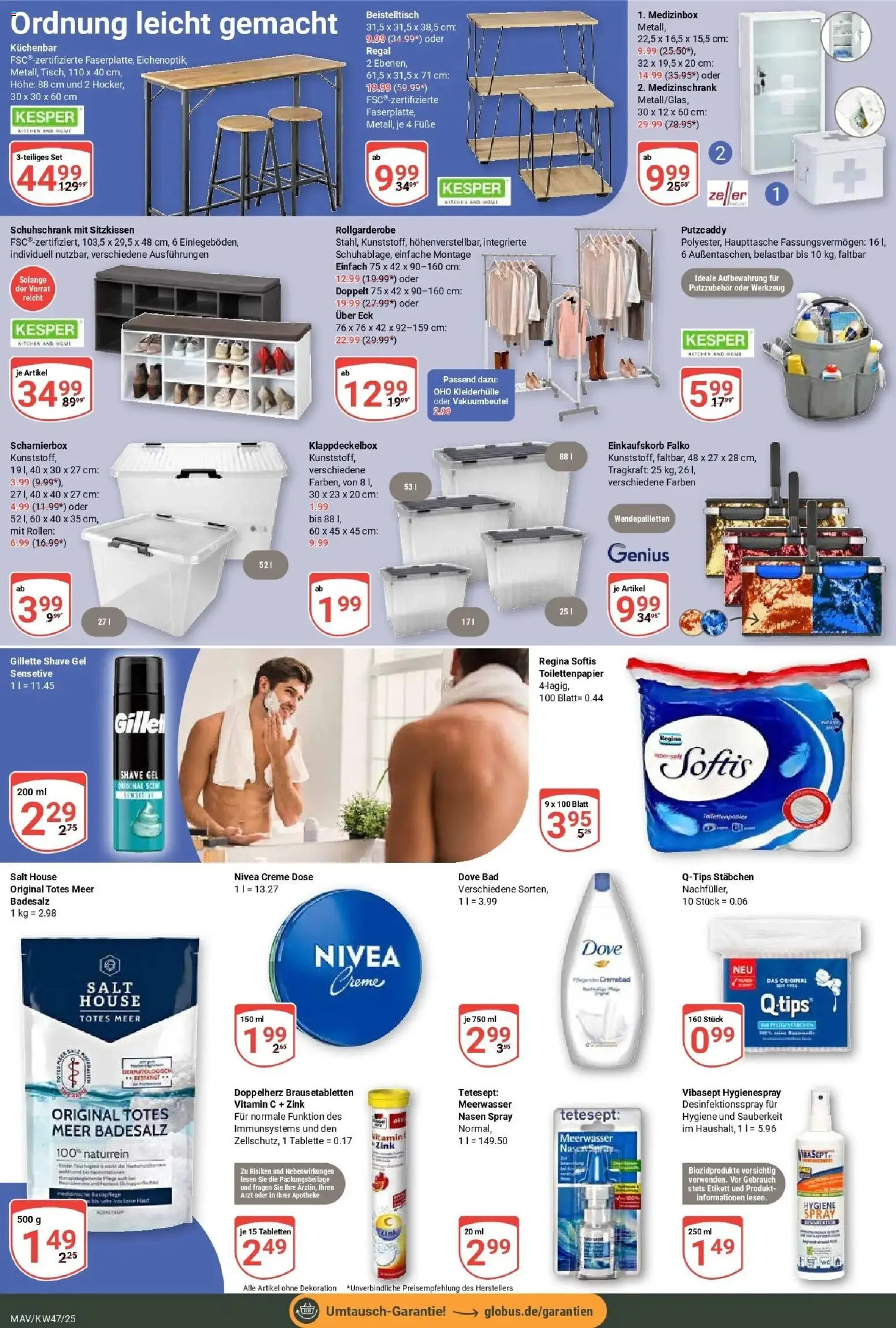 Globus prospekt Mannheim	 (ab 17.11.2025) » Angebote online | Seite: 25 | Produkte: Beistelltisch, Bad, Creme, Toilettenpapier