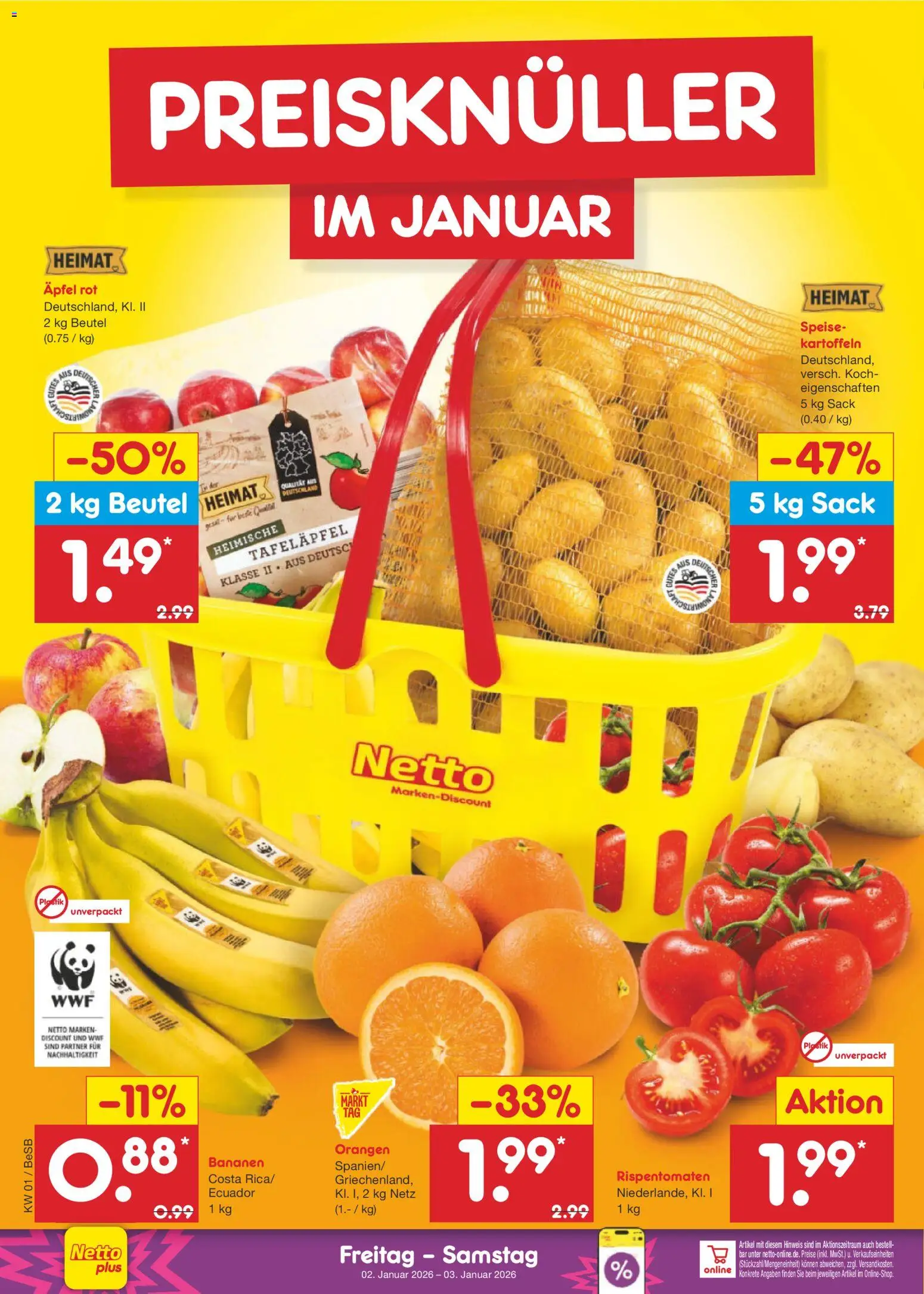 Netto Marken-Discount Prospekt 	 – gültig ab 29.12.2025 | Seite: 48 | Produkte: Äpfel, Bananen, Orangen, Kartoffeln