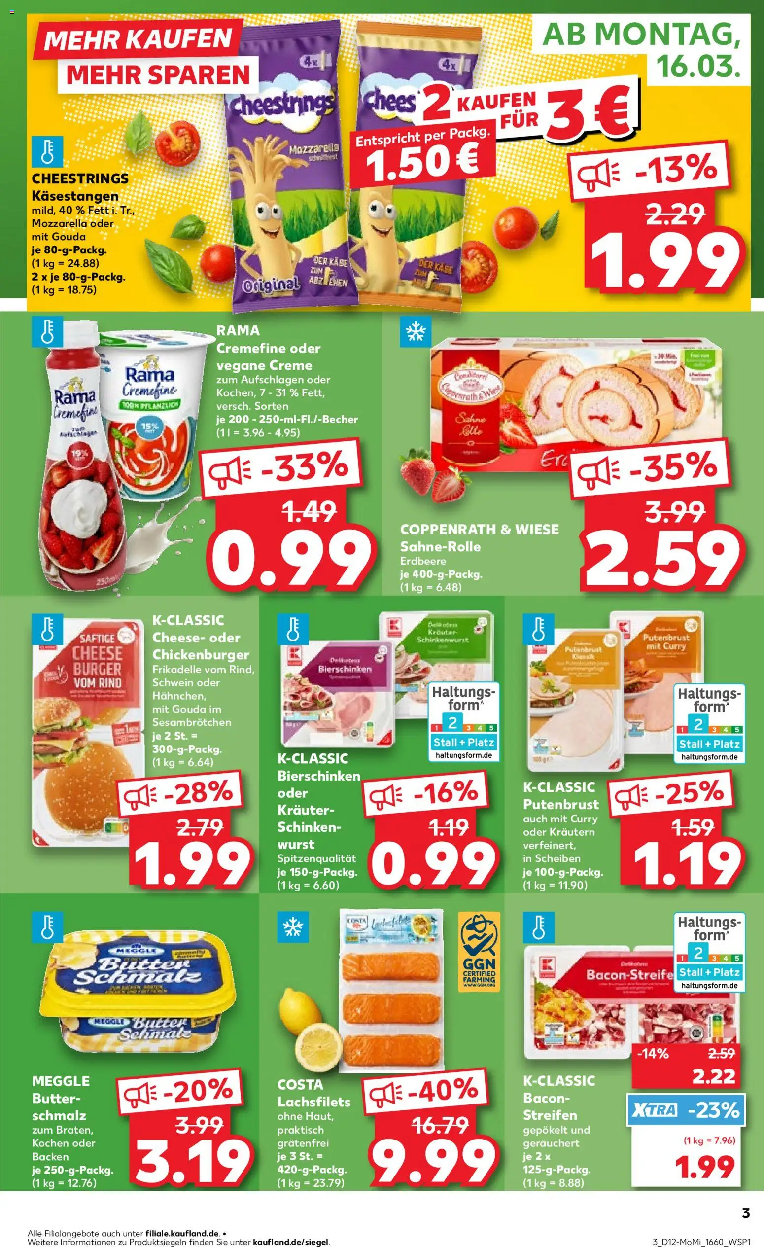 Kaufland Prospekt Frankfurt (Oder)	 – gültig ab 16.03.2026 | Seite: 3 | Produkte: Rama, Käse, Mozzarella, Burger