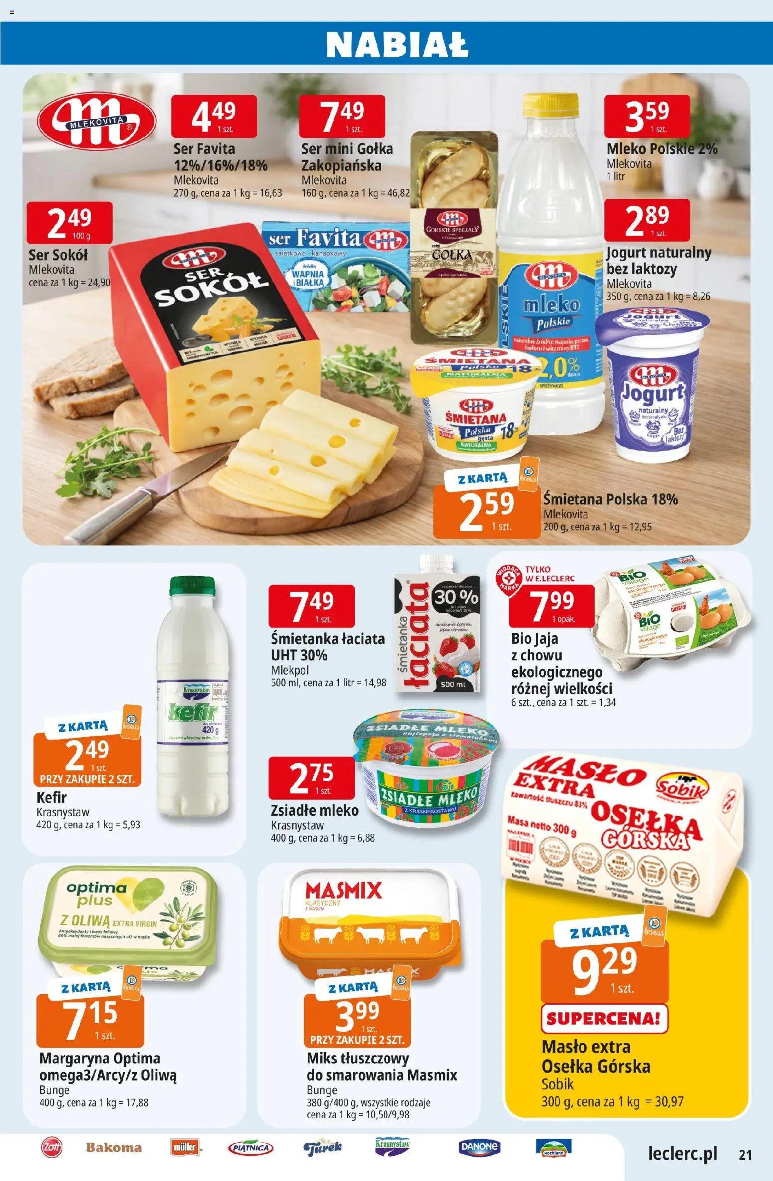 E.Leclerc gazetka - Radom od 21.04.2026 | Strona: 21 | Produkty: Karta, Osełka, Ser favita, Jaja