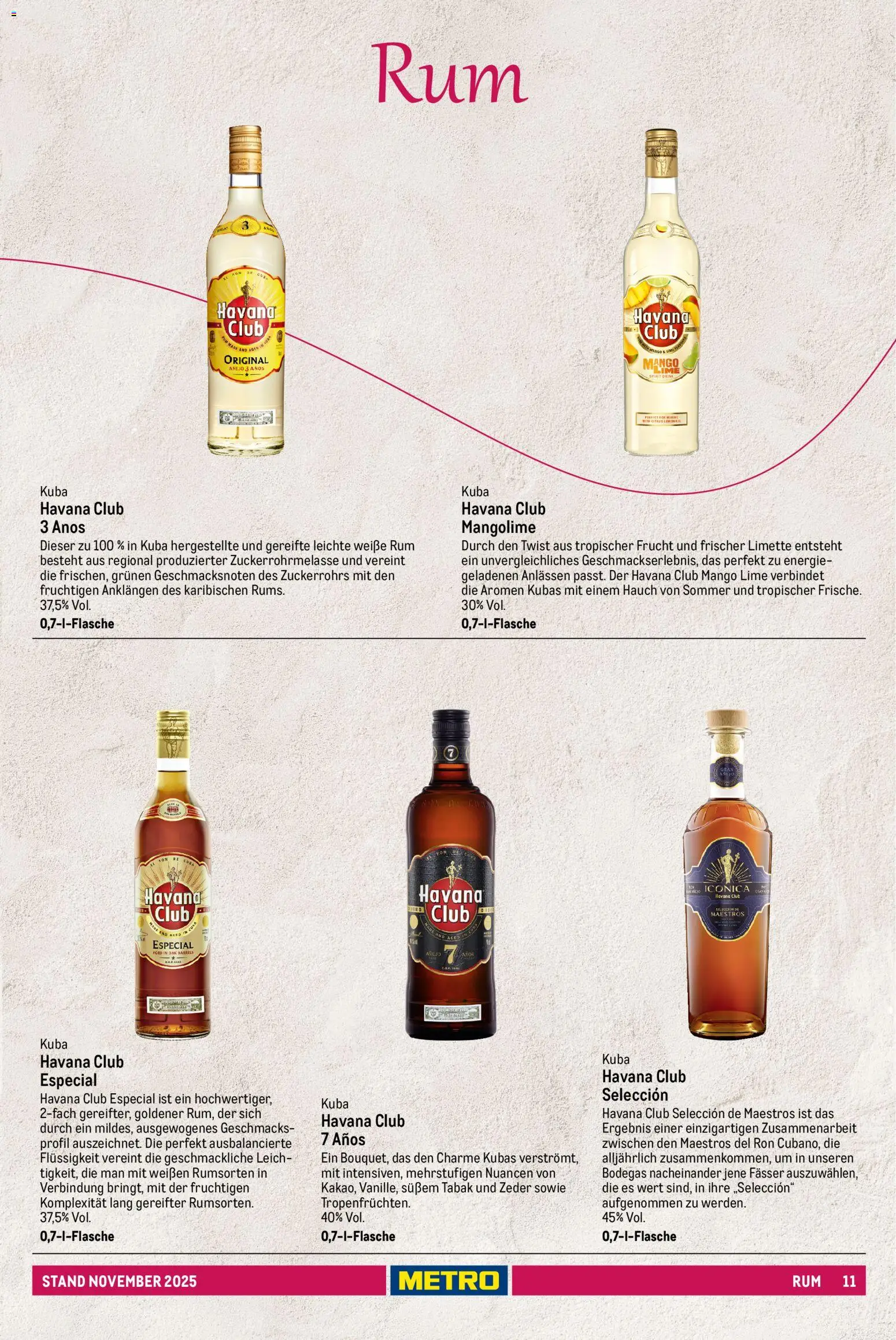 Metro - Spirituosen Sortiment – gültig ab 01.12.2025 | Seite: 11 | Produkte: Havana club, Rum, Mango, Limette