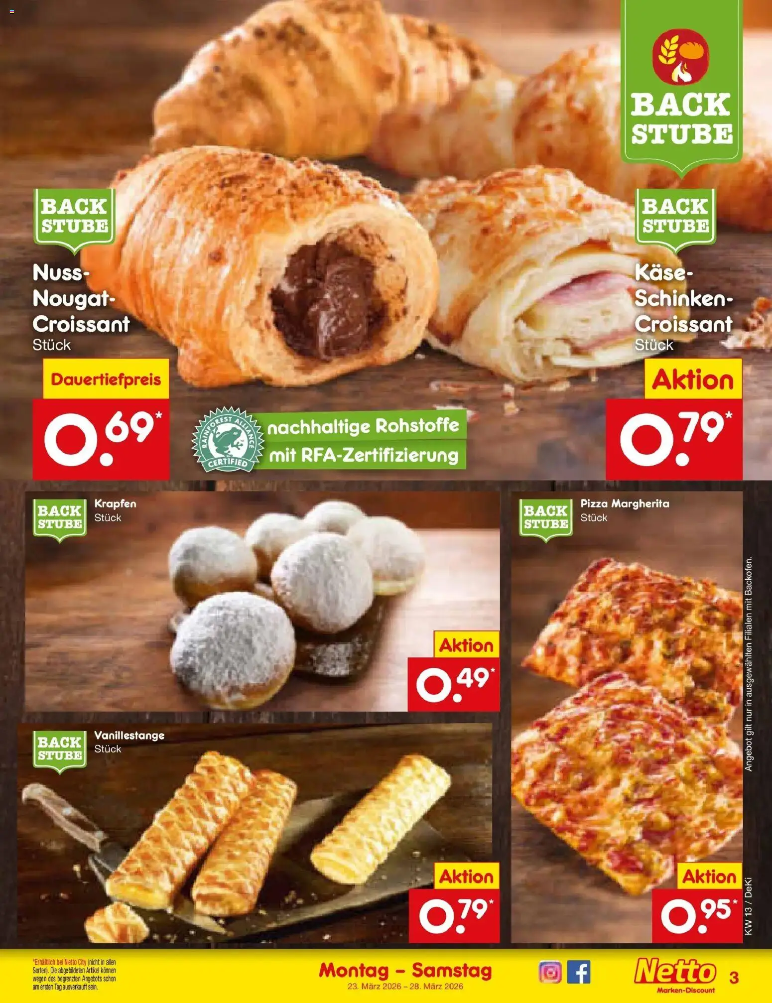 Netto Marken-Discount Prospekt Buttenwiesen	 – gültig ab 23.03.2026 | Seite: 29 | Produkte: Käse, Croissant, Schinken, Pizza