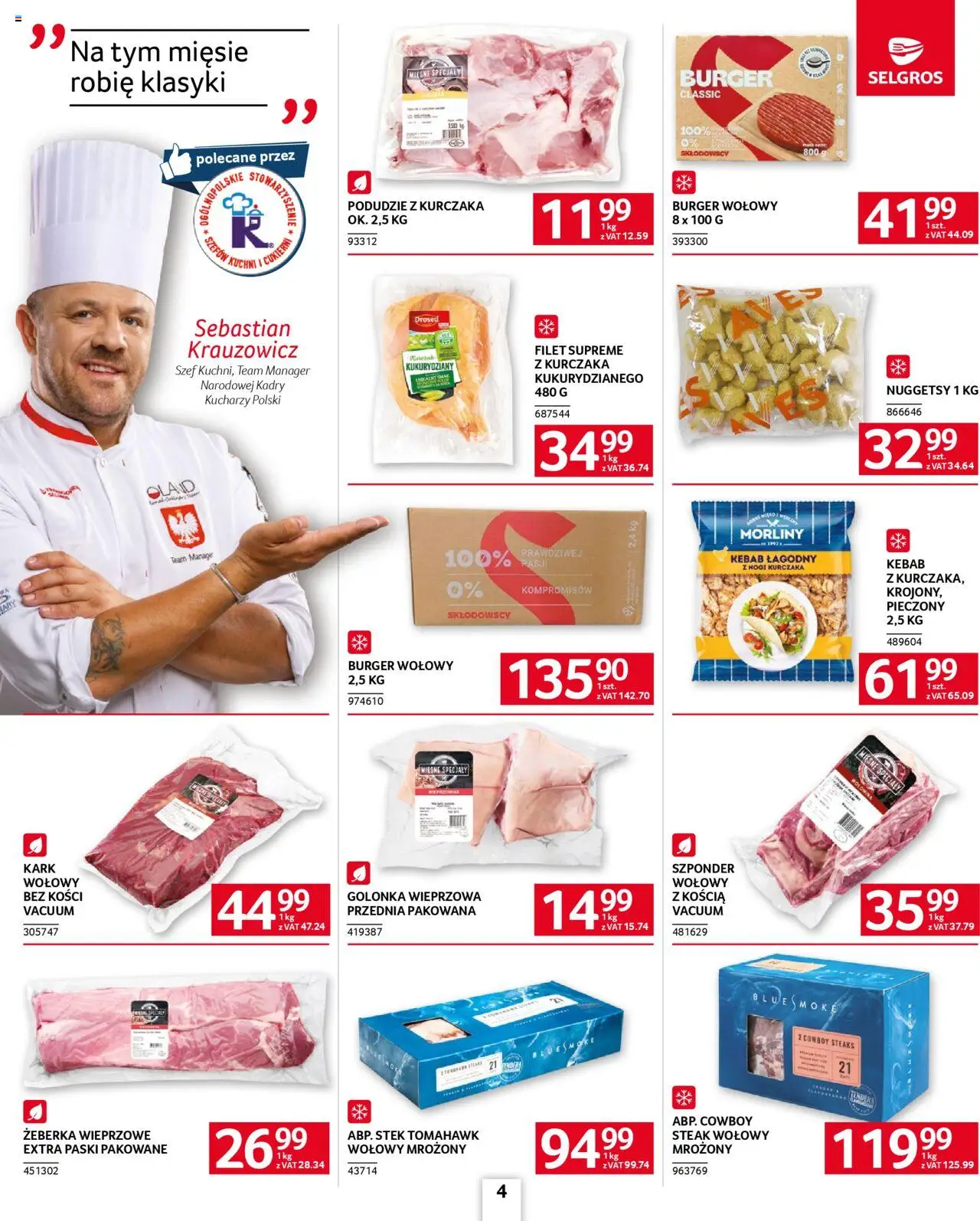 Selgros cash&carry Gazetka - Oferta dla gastronomii od 28.08.2025 | Strona: 4 | Produkty: Burger wołowy, Kebab, Podudzie z kurczaka, Golonka wieprzowa