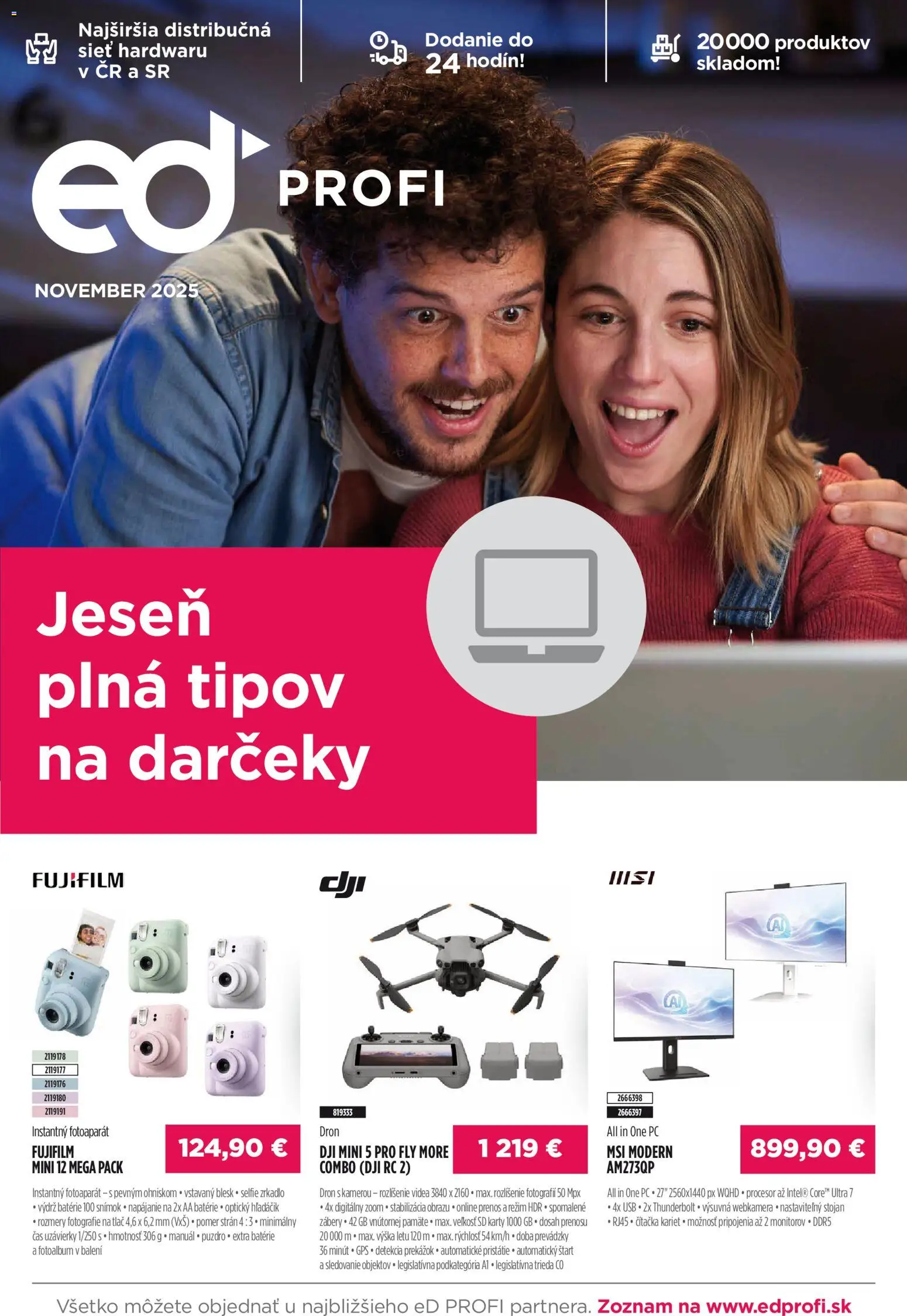 Nové ED Profi akcie – leták je platný od 01.11.2025 | Strana: 1 | Produkty: Zrkadlo, Gps, PC, Dron s kamerou