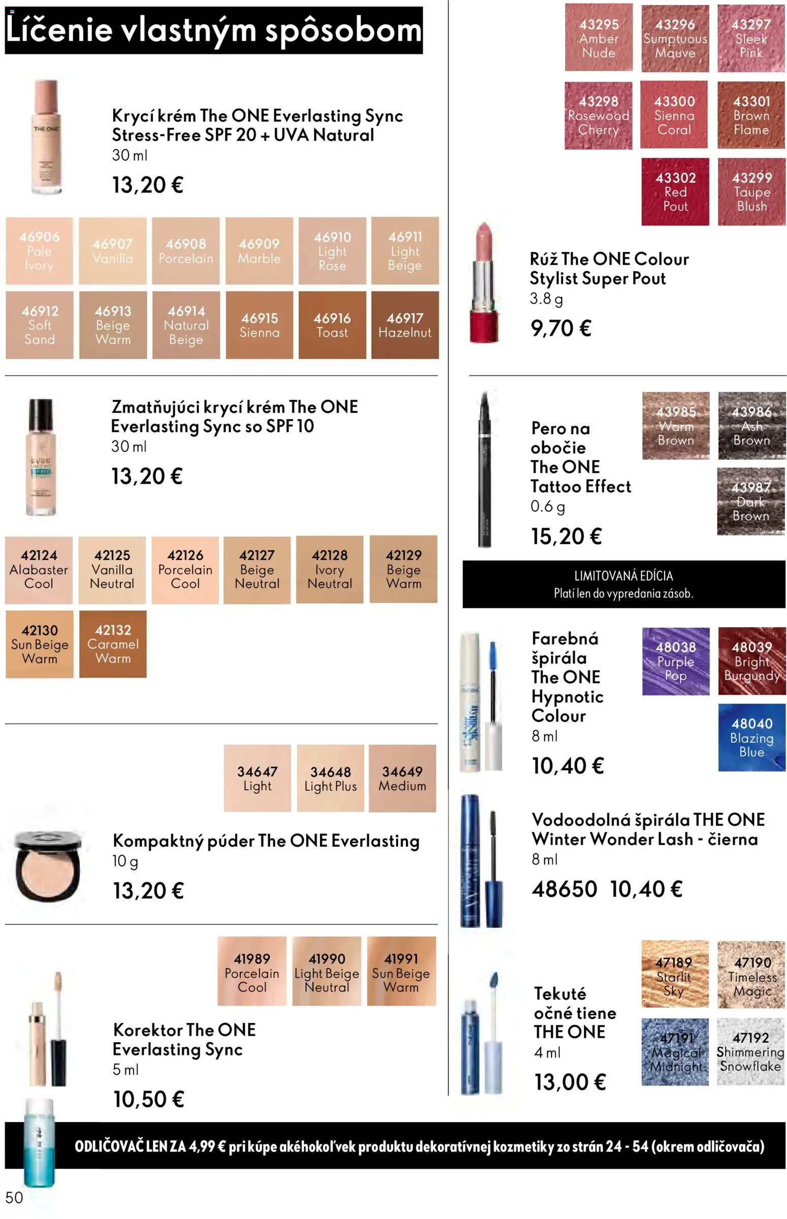 Nové Oriflame akcie – leták je platný od 24.12.2025 | Strana: 50 | Produkty: Púder, Pero, Odličovač, Krém