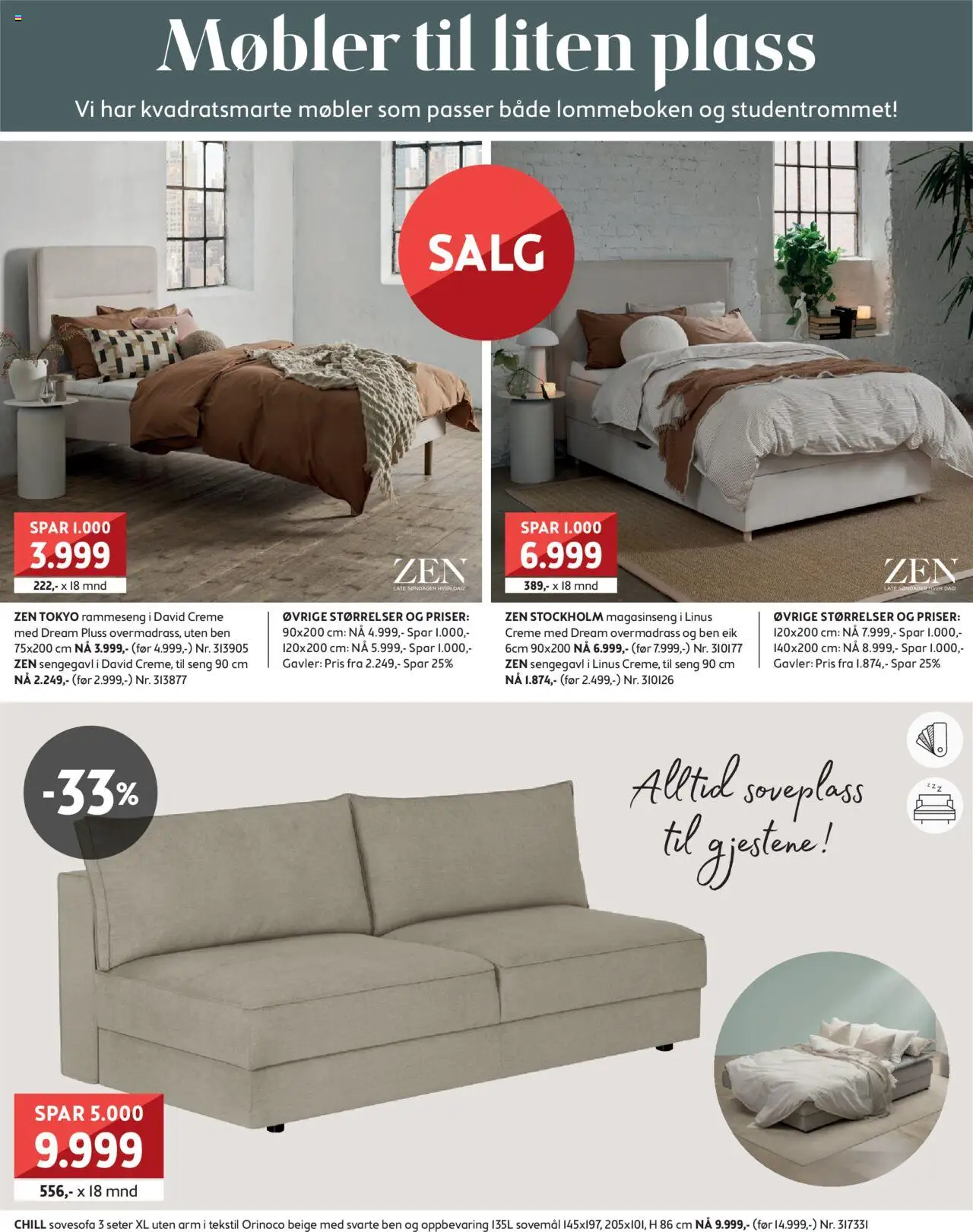  | Side: 13 | Produkter: Overmadrass, Sovesofa, Seng, Sengegavl