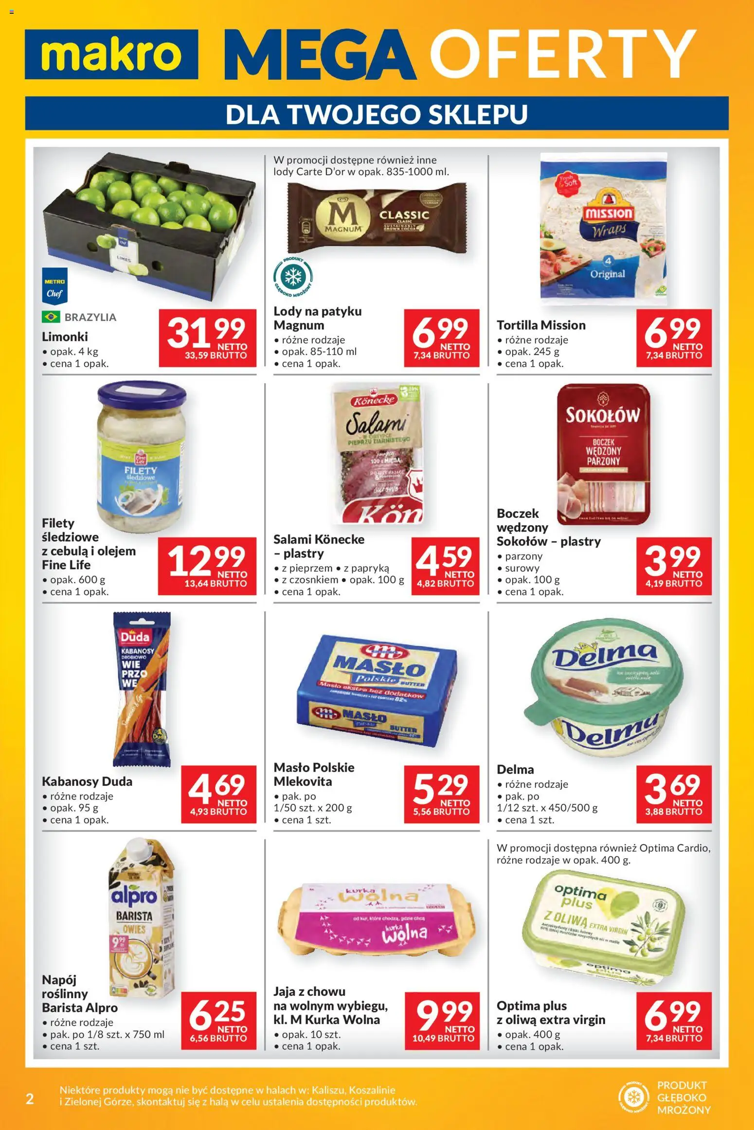 Makro Gazetka - Mega oferty dla Twojego Sklepu od 27.12.2025 | Strona: 2 | Produkty: Kabanosy, Lody na patyku, Oliwa extra virgin, Jaja