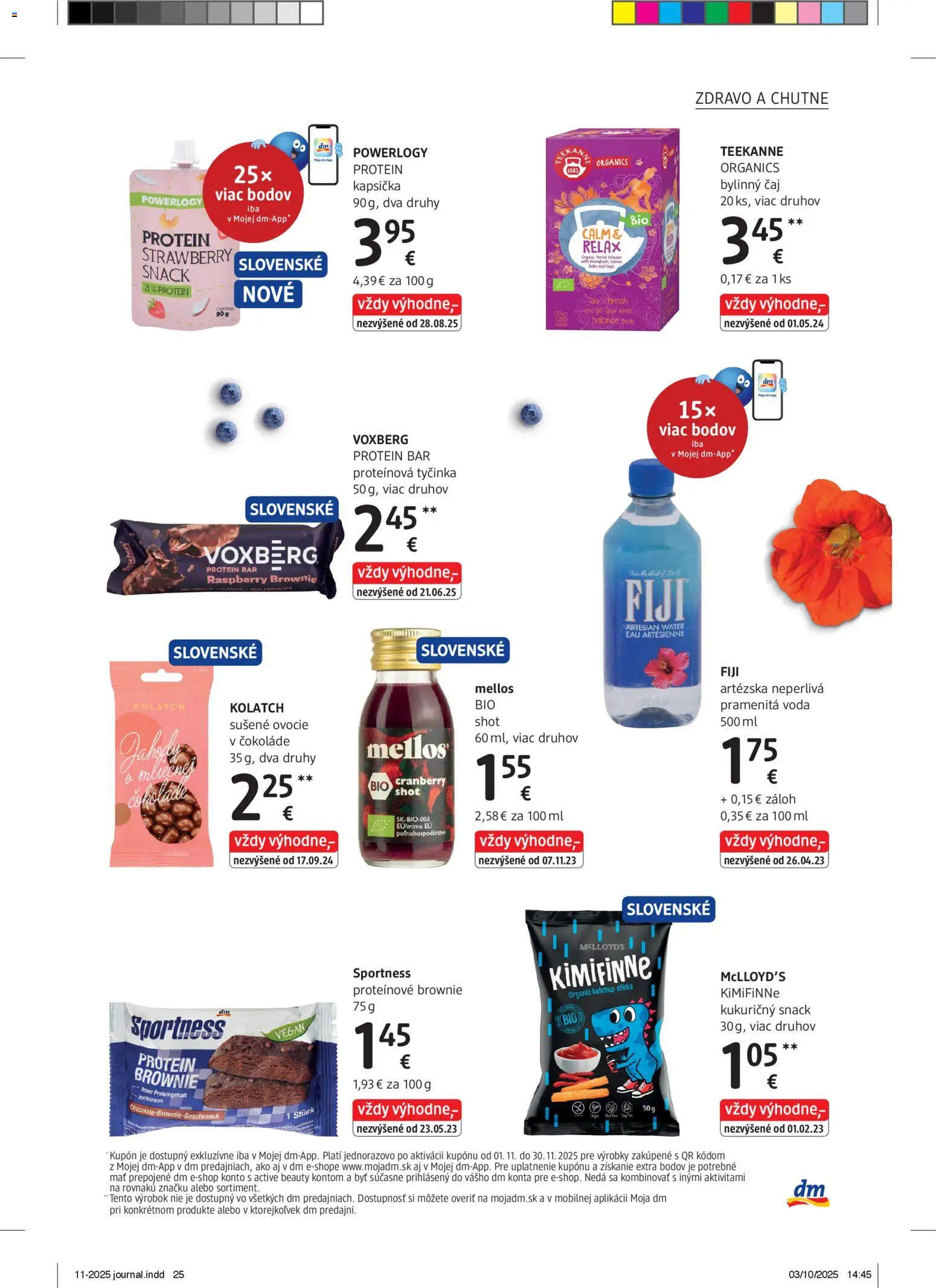 Nové dm drogerie akcie – leták je platný od 01.11.2025 | Strana: 25 | Produkty: Protein, Jahody, Voda, Teekanne