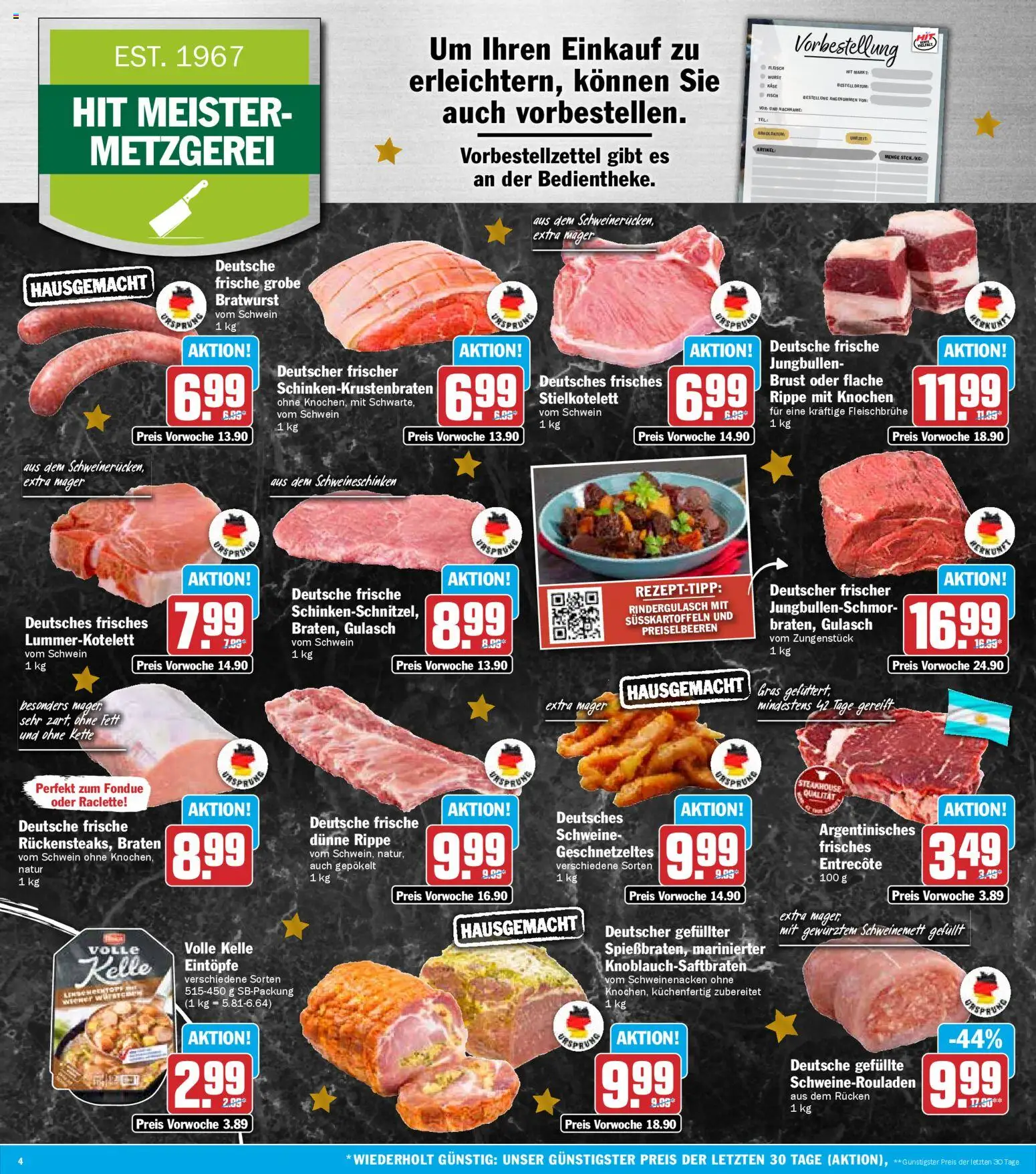 HIT Prospekt 	 – gültig ab 08.12.2025 | Seite: 4 | Produkte: Käse, Schweinenacken, Fisch, Fondue