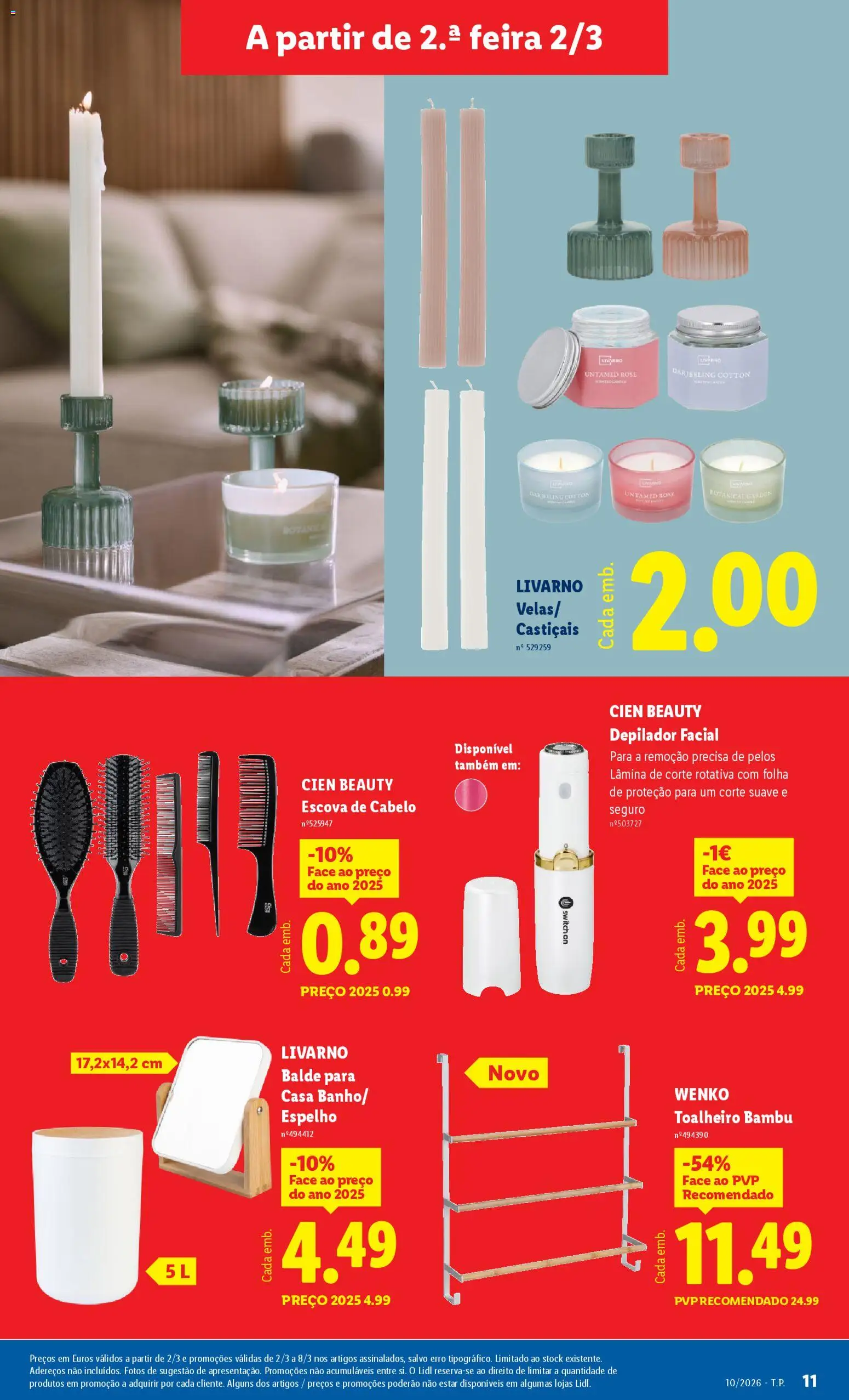 Lidl Novidades │ válido de 02.03.2026 | Página: 11 | Produtos: Balde, Espelho, Escova de cabelo