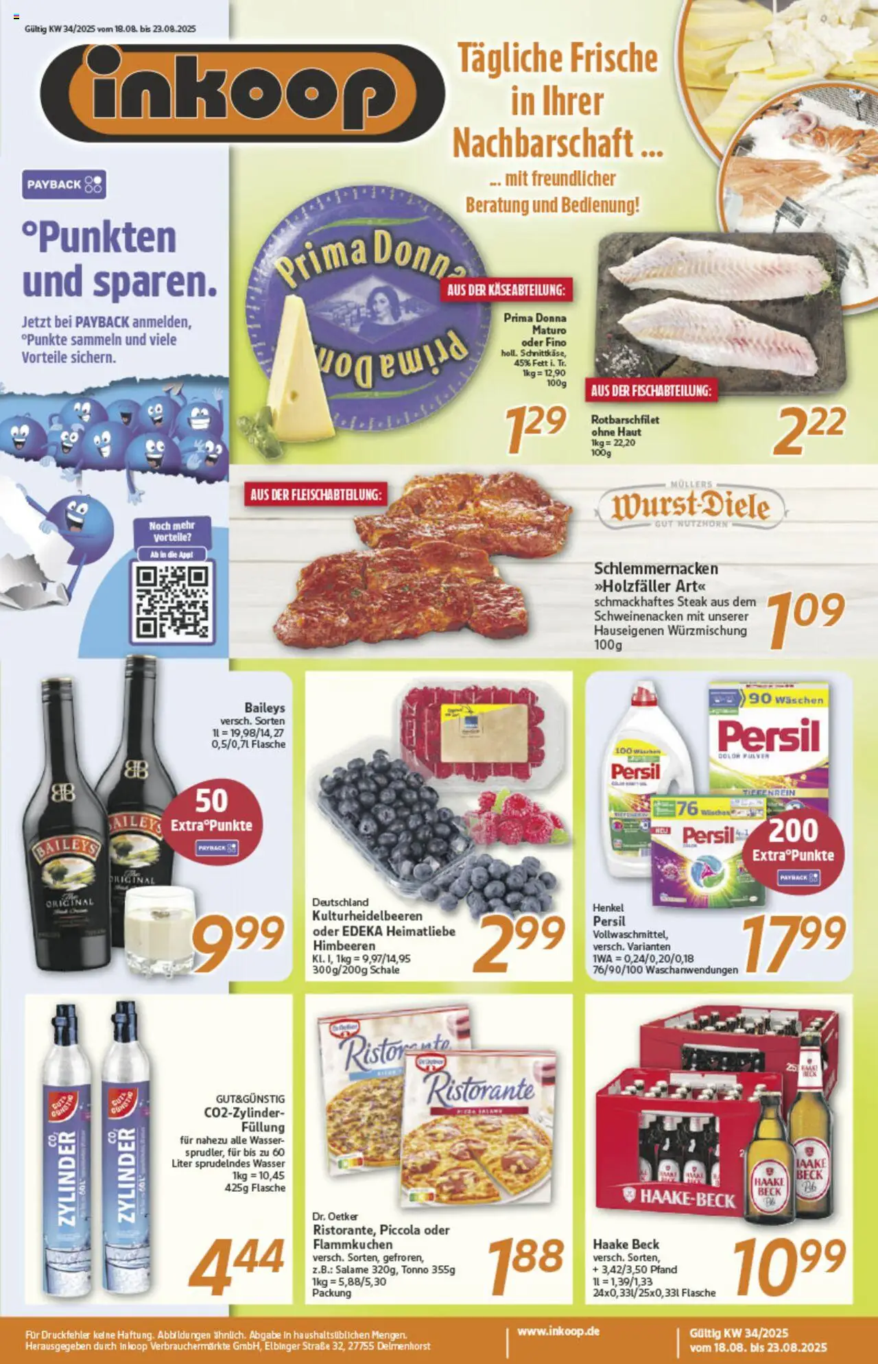 Inkoop Prospekt 	 - gültig ab dem 18.08.2025 | Seite: 1 | Produkte: Himbeeren, Ristorante, Schweinenacken, Wasser