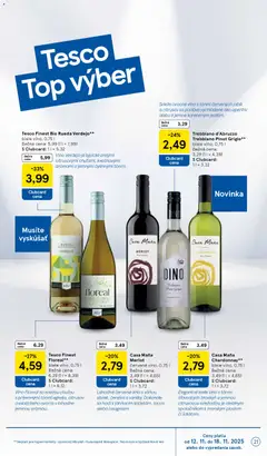 Tesco leták platný od 12.11.2025 | Strana: 21 | Produkty: Biele víno, Víno, Červené víno, Aperitív