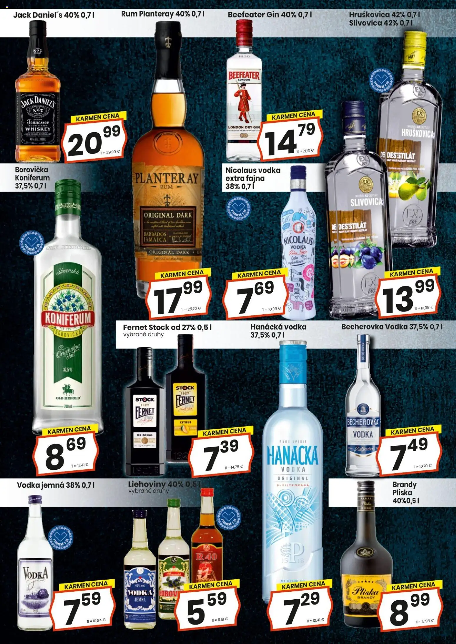 Nové KARMEN CBA akcie – leták je platný od 16.04.2026 | Strana: 12 | Produkty: Beefeater, Borovička, Koniferum, Brandy