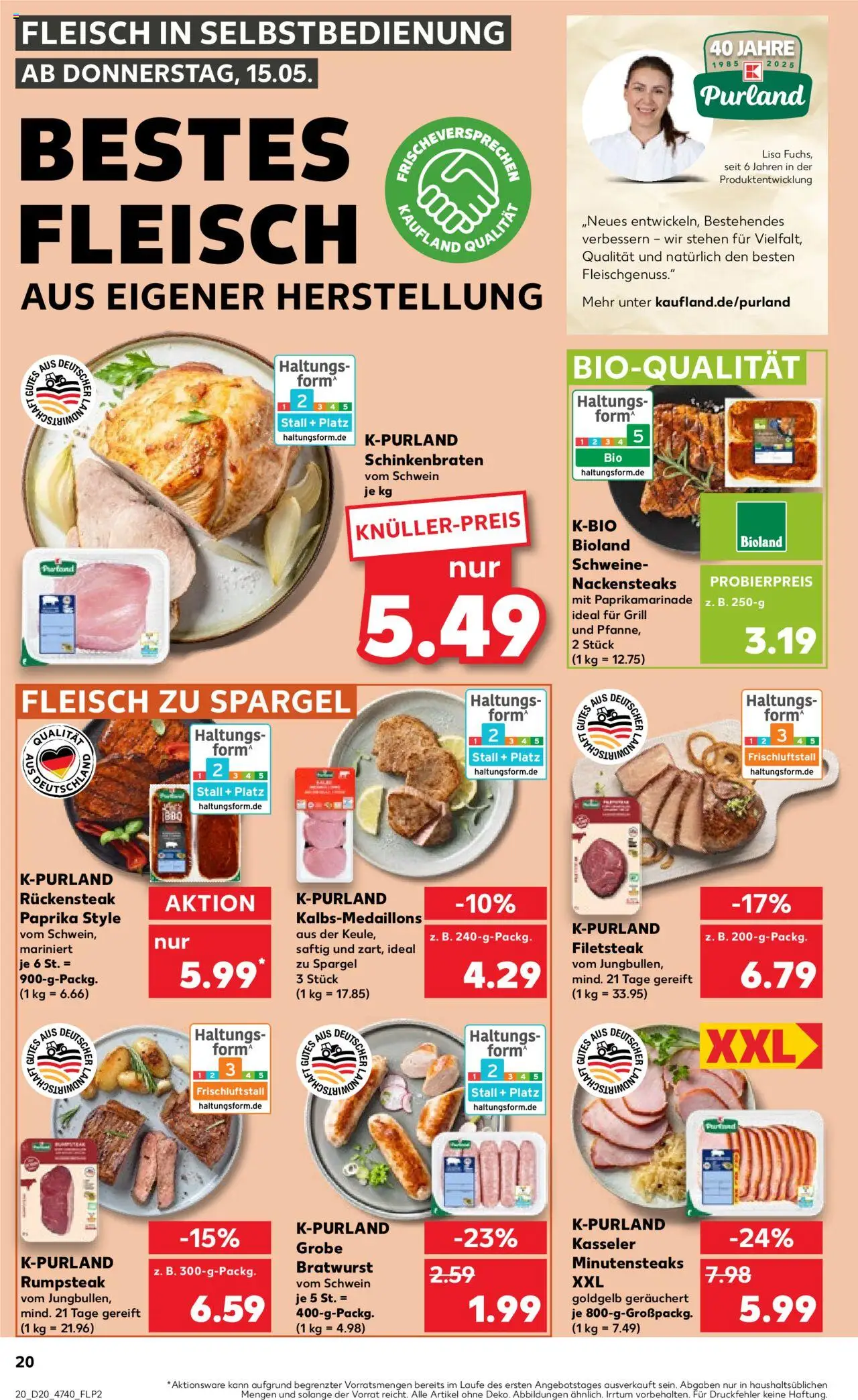 Kaufland - Hannover, Bornumer Straße 141 - gültig ab dem 15.05.2025 | Seite: 20 | Produkte: Nackensteaks, Rumpsteak, Spargel, Fleisch