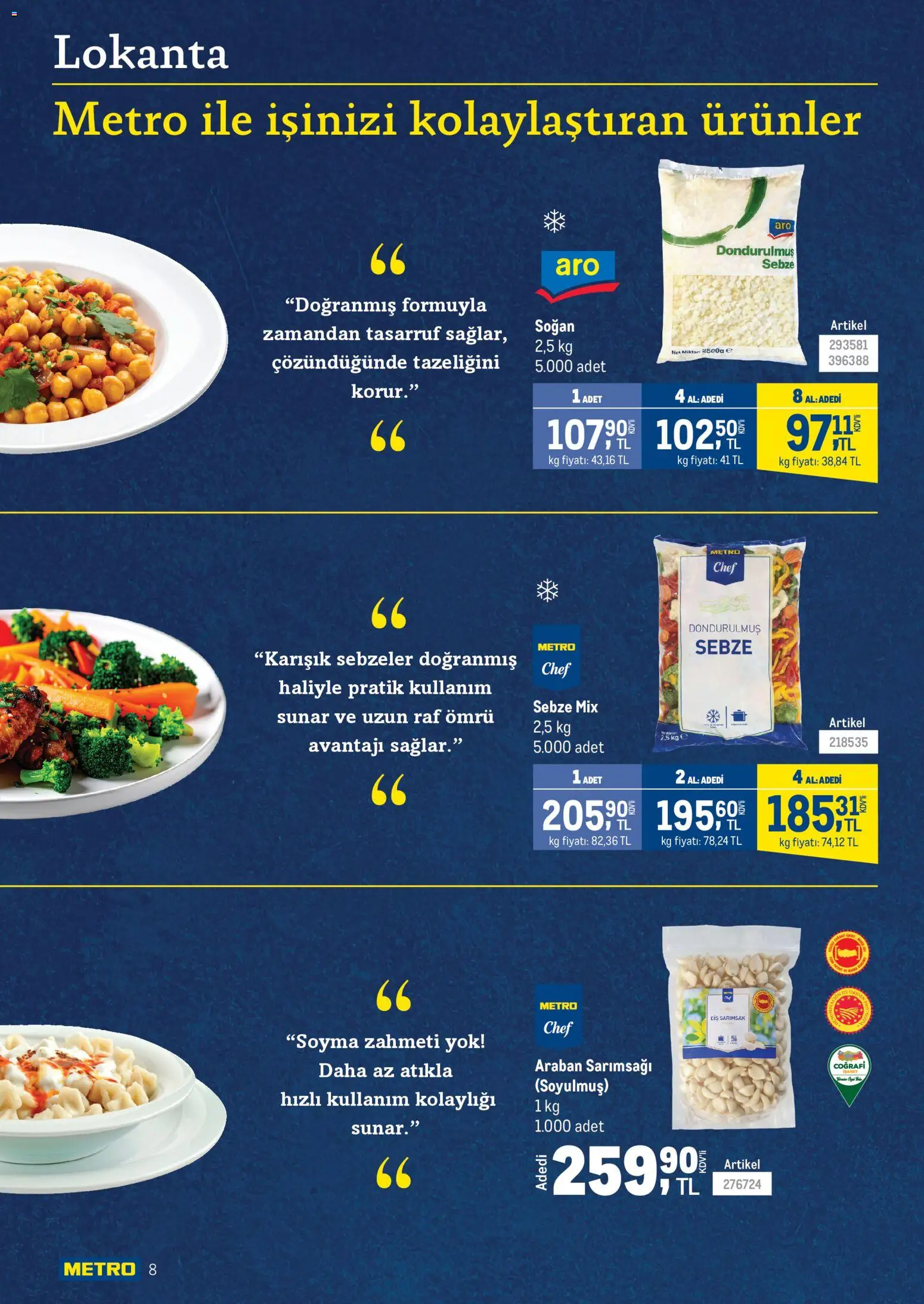 Metro - Lokantalar - 17.12.2025 tarihinden itibaren geçerlidir | Sayfa: 8 | Ürünler: Raf, Sebze, Sarımsak, Sebzeler