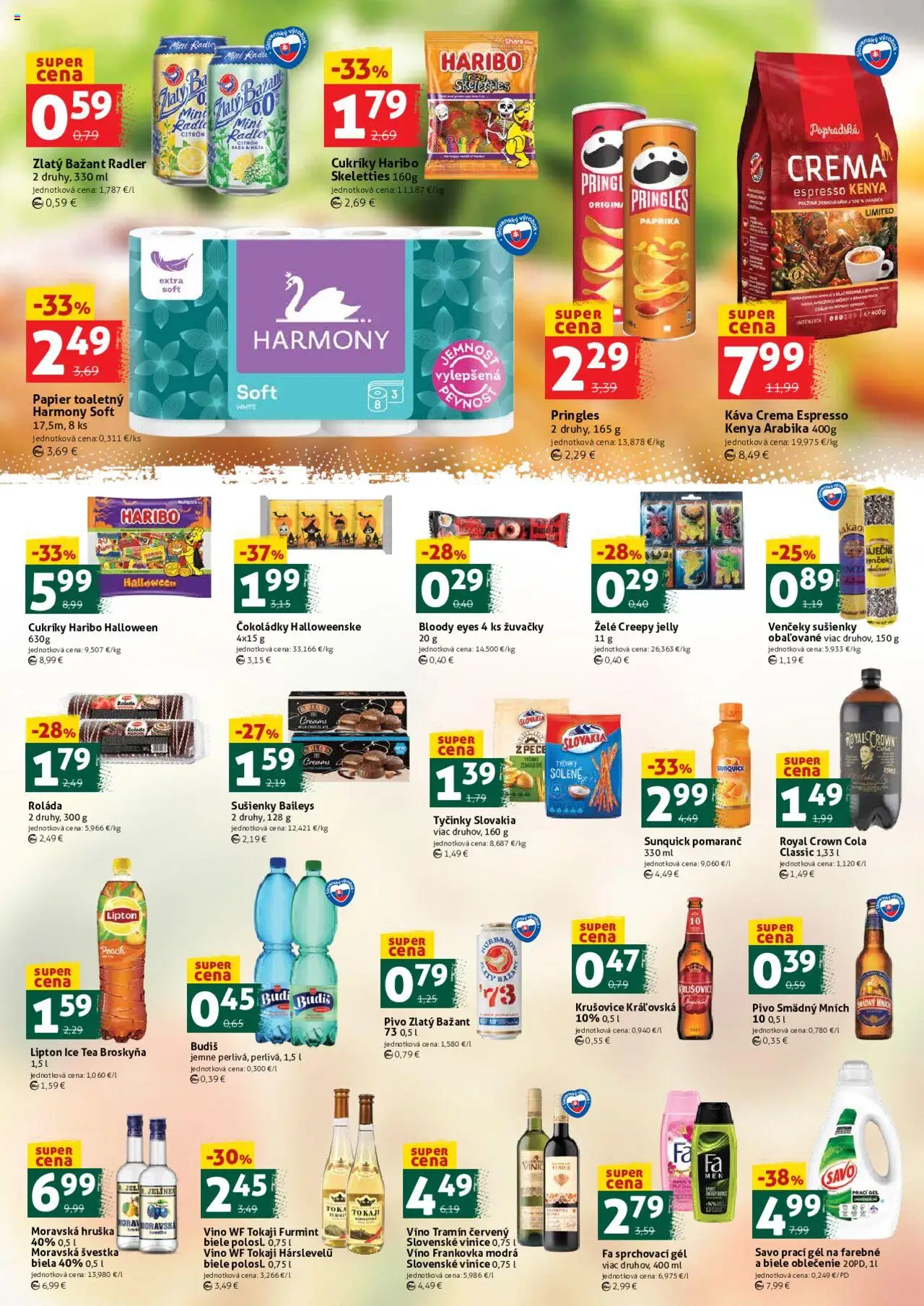 Nové COOP Jednota akcie – leták je platný od 24.10.2025 | Strana: 3 | Produkty: Pivo, Víno, Radler, Cukríky