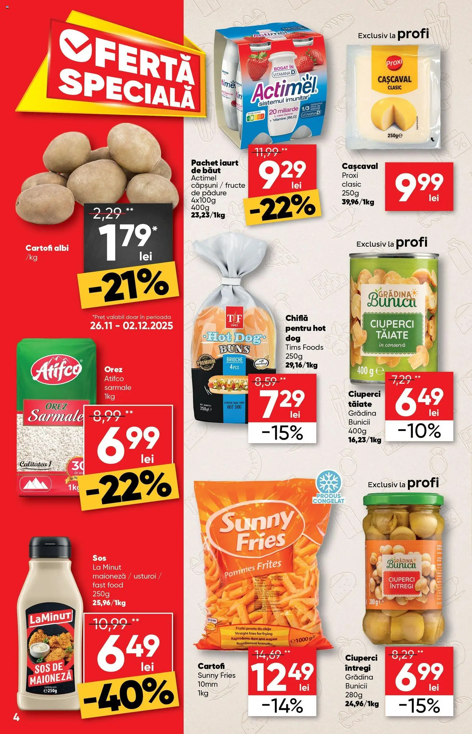Noul catalog Profi – valabil de la 26.11.2025 | Pagină: 4 | Produse: Ciuperci, Orez, Căpșuni, Maioneză