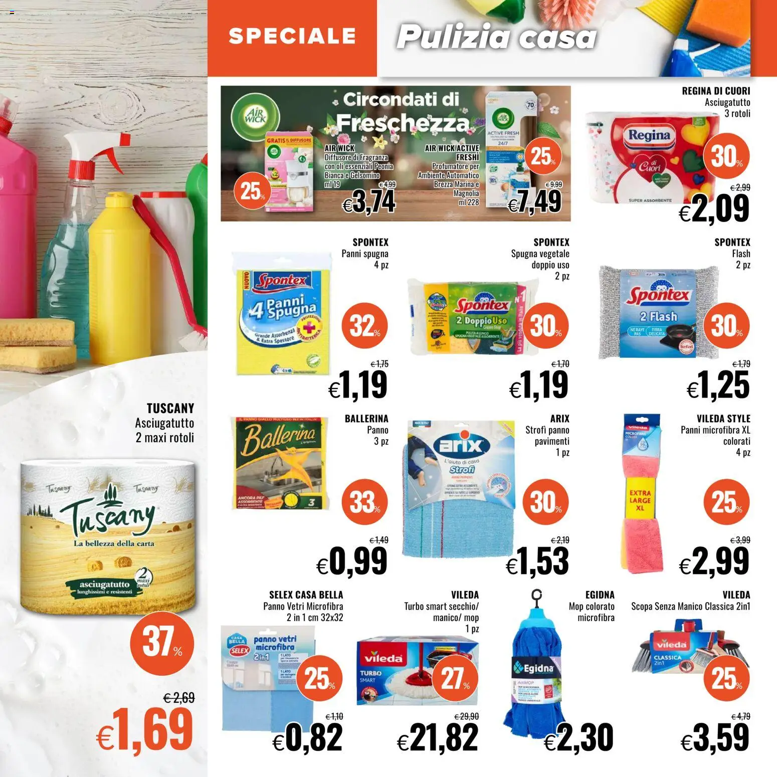 Volantino Famila del 19.02.2026 | Pagina: 22 | Prodotti: Spugna, Scopa, Asciugatutto, Fragranza