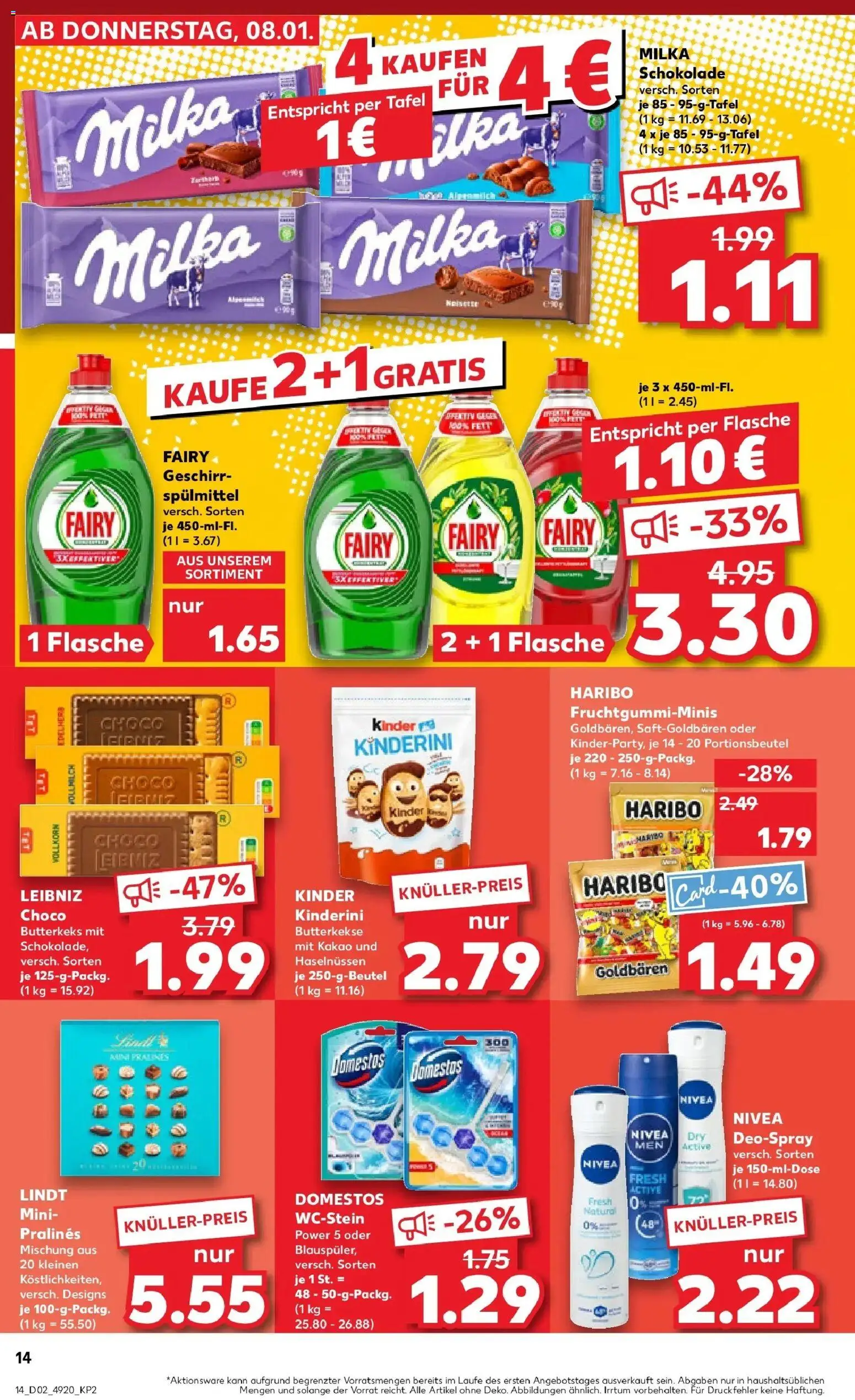 Kaufland prospekt Wurzen	 – gültig ab 11.01.2026 | Seite: 14 | Produkte: Haribo, Schokolade, Deodorant, Lindt