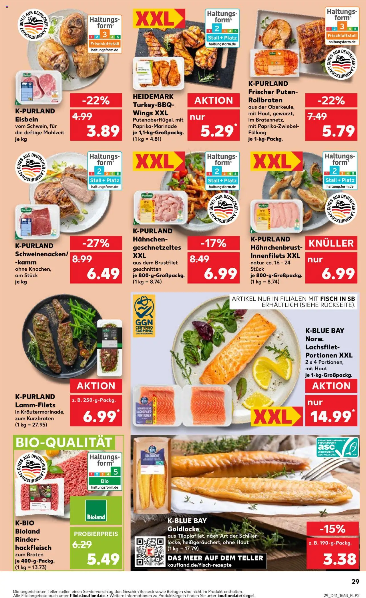Kaufland prospekt Kiel	 – gültig ab 09.10.2025 | Seite: 29 | Produkte: Hahnchen, Fisch, Hackfleisch, Hahnchenbrust