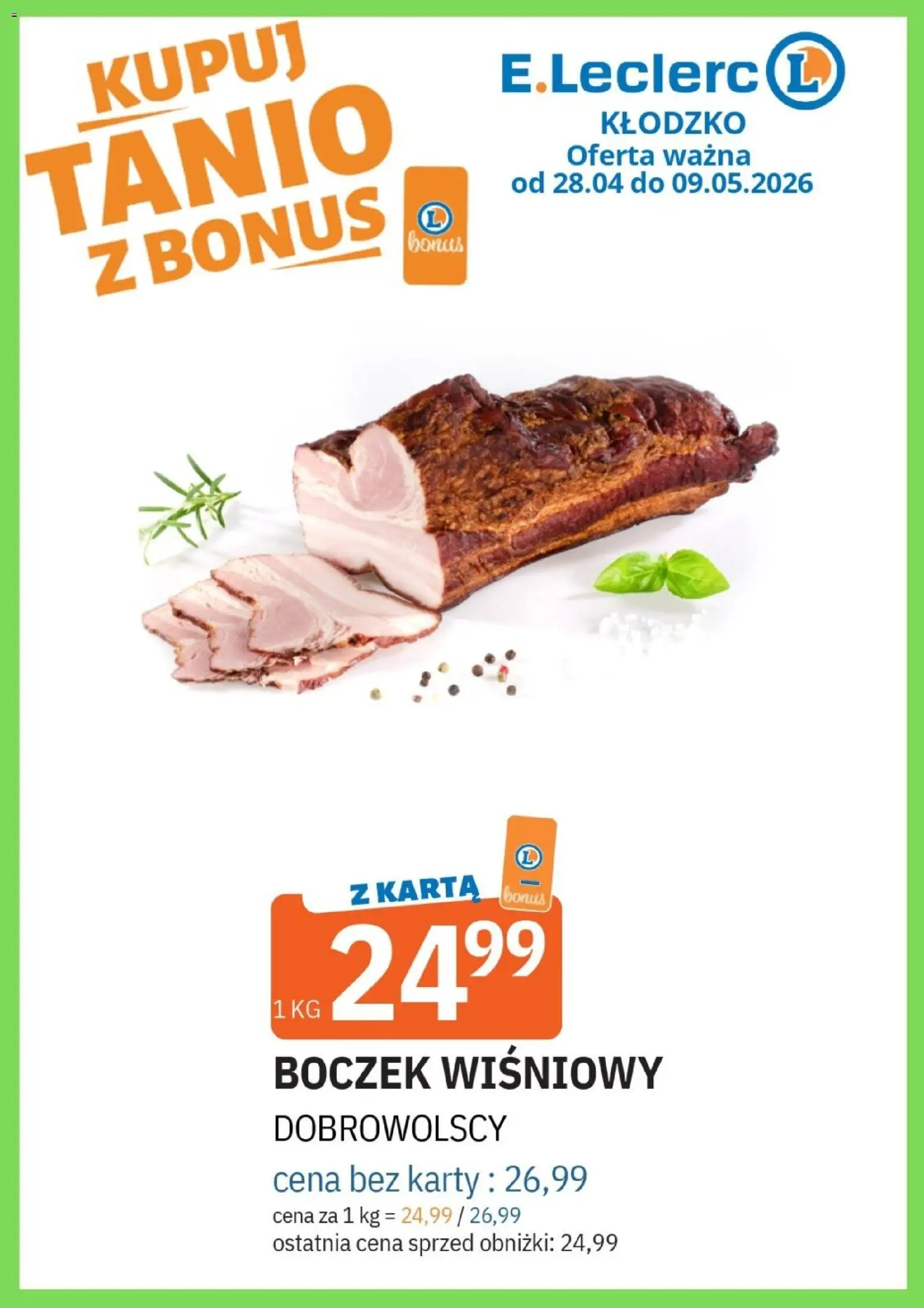 E.Leclerc gazetka - Kłodzko od 28.04.2026 | Strona: 24 | Produkty: Karta, Boczek