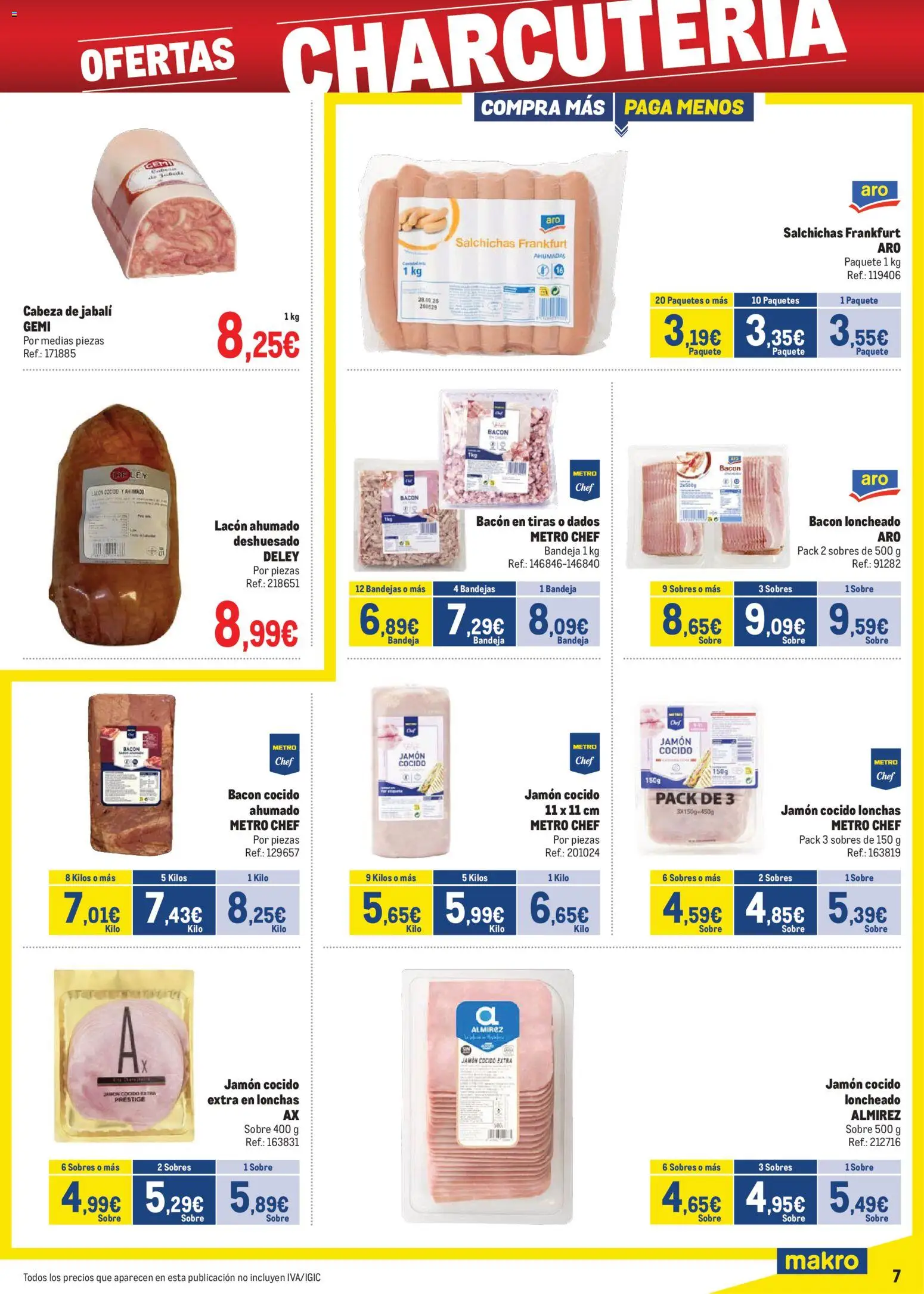 Makro - Precios Cataluña │ válido desde el 03.11.2025 | Página: 7 | Productos: Medias, Jamón, Jamón cocido, Bandeja