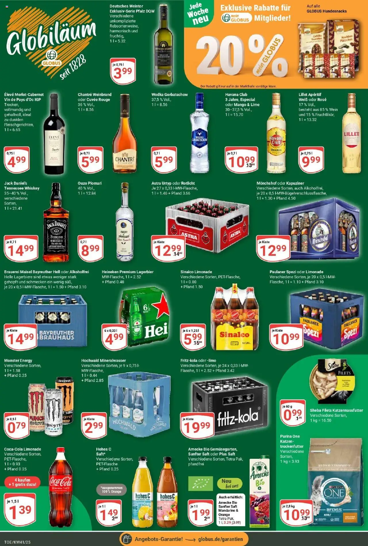 Globus prospekt Tönisvorst	 – gültig ab 06.10.2025 | Seite: 3 | Produkte: Purina one, Monchshof, Paulaner spezi, Wein