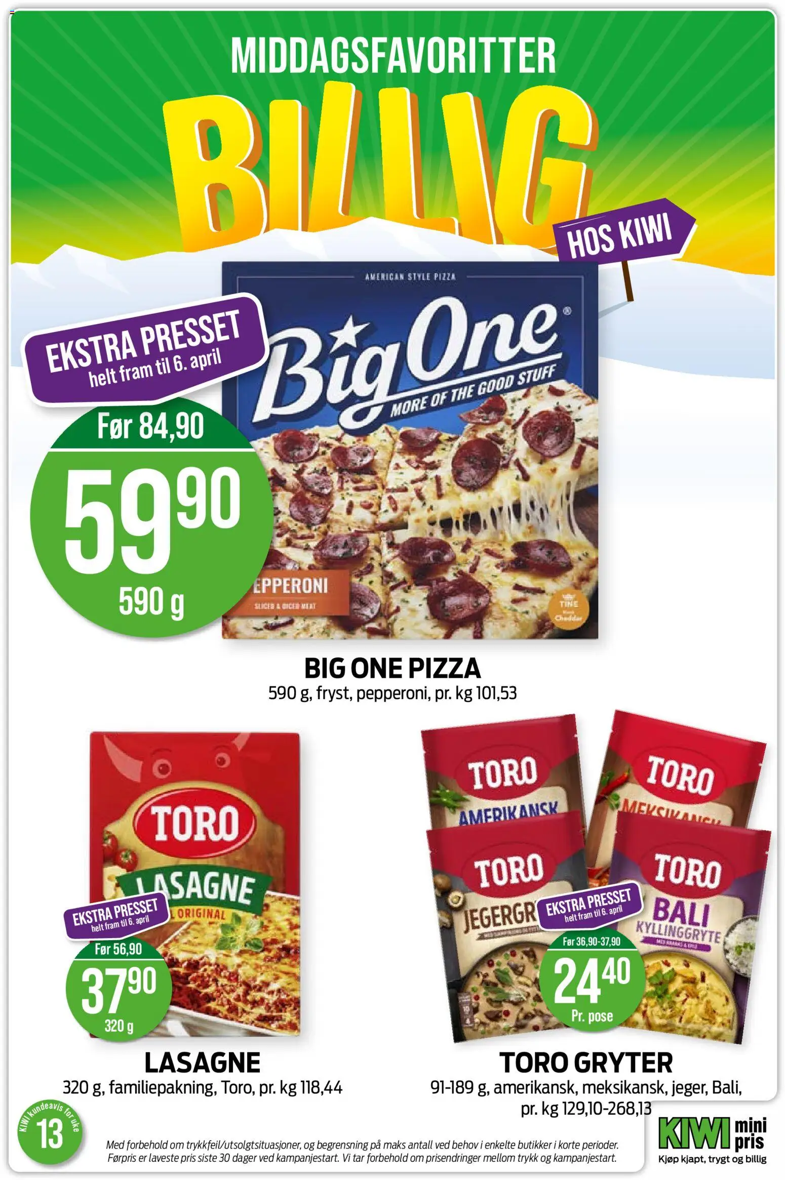 {H1} | Side: 9 | Produkter: Pizza, Hvedemel, Kiwi