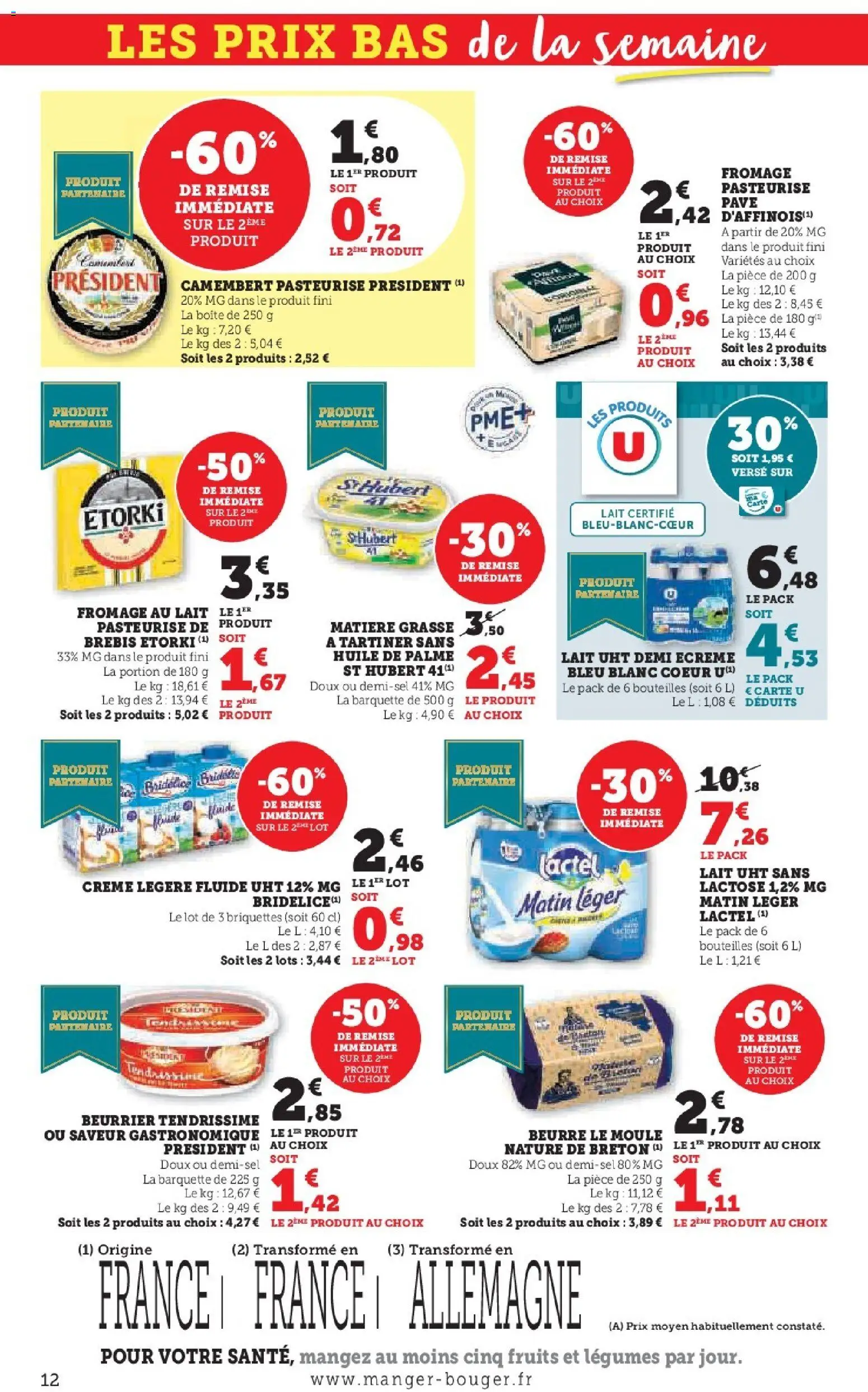 {H1} | Page: 12 | Produits: Lait uht demi ecreme, Lait, Beurre, Crème