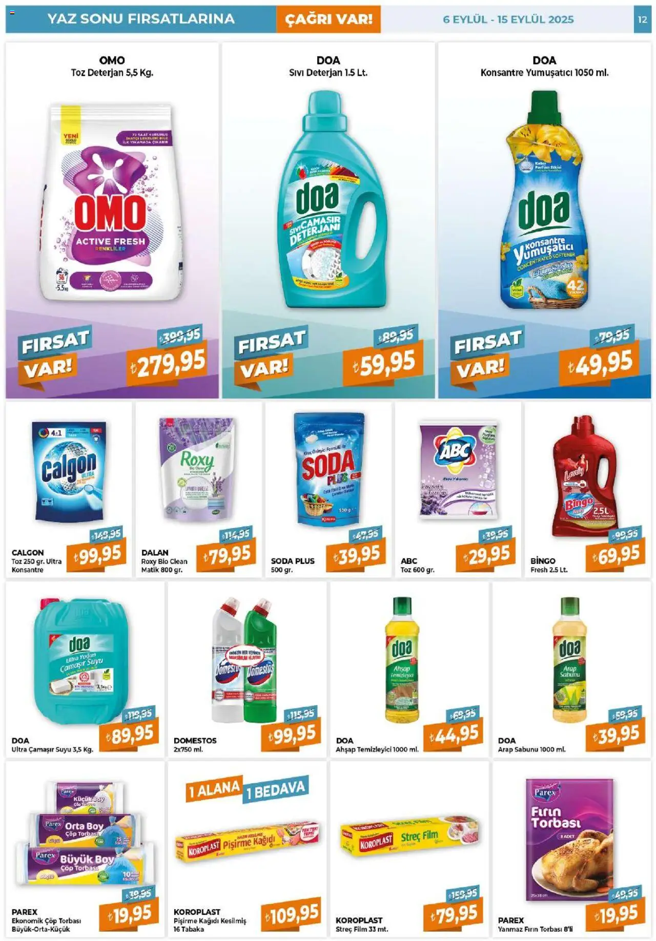 Çağrı Market Güncel Katalog - 06.09.2025 tarihinden itibaren geçerlidir | Sayfa: 12 | Ürünler: Çöp torbası, Deterjan, Saat, Soda