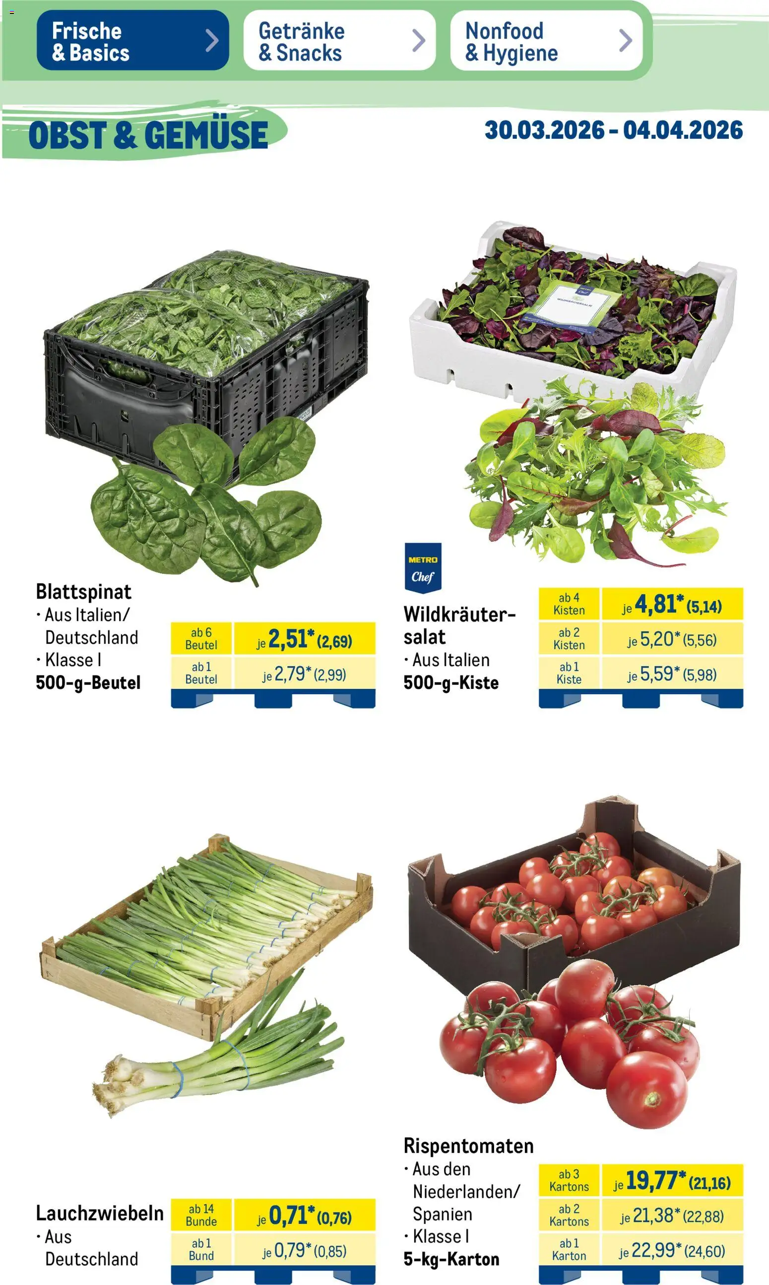 Metro Prospekt 	 – gültig ab 30.03.2026 | Seite: 11 | Produkte: Gemüse, Obst, Salat