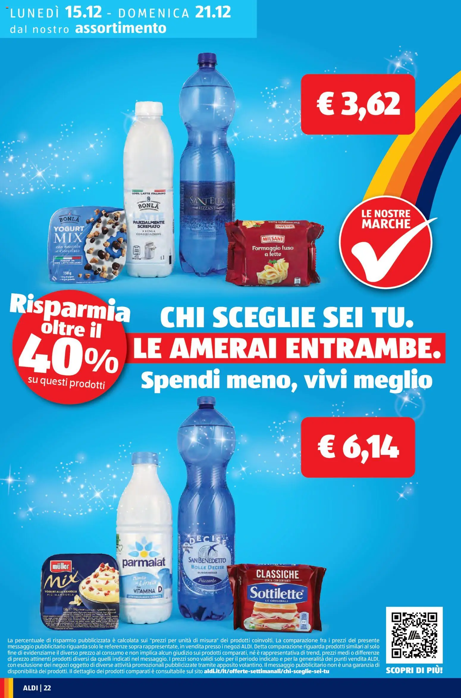 Volantino Aldi del 15.12.2025 | Pagina: 22 | Prodotti: Yogurt, Acqua, Latte, Acqua minerale