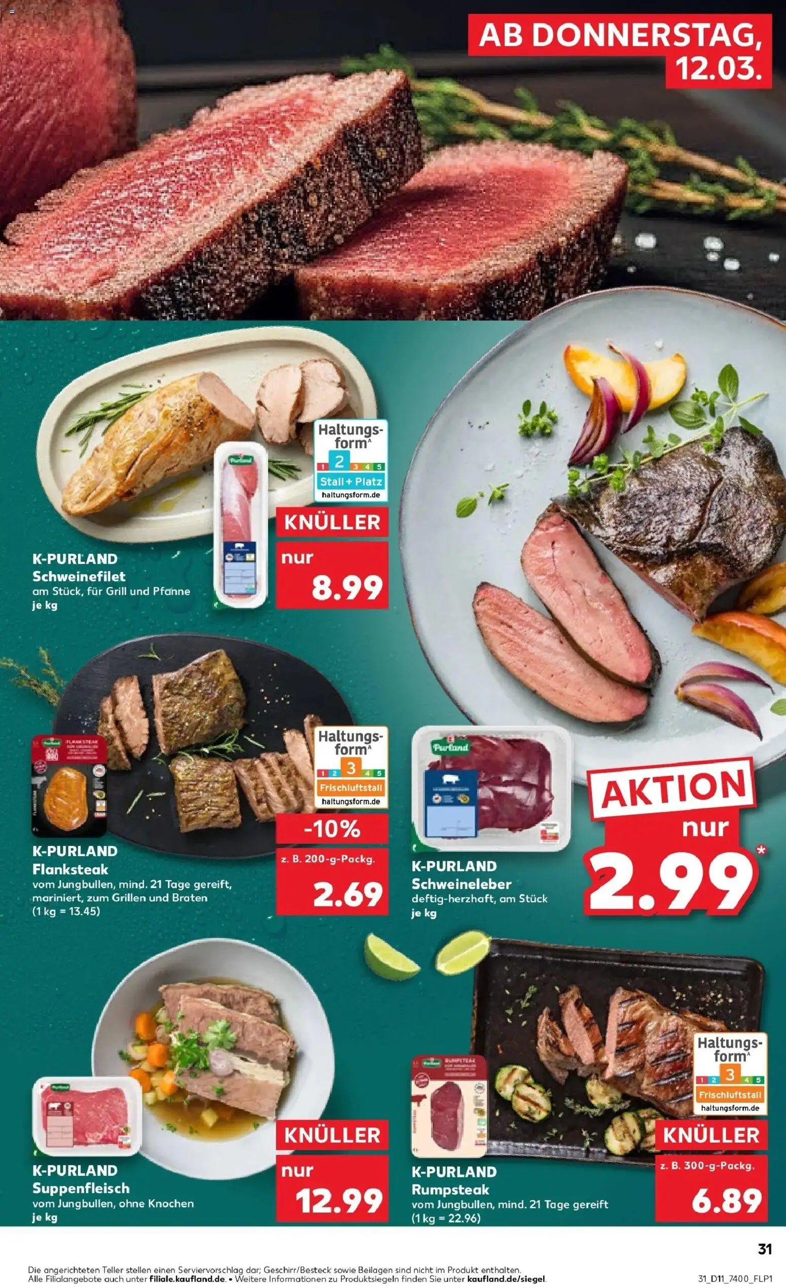 Kaufland Prospekt Schleiz	 – gültig ab 12.03.2026 | Seite: 31 | Produkte: Rumpsteak, Schweinefilet, Suppenfleisch, Steak